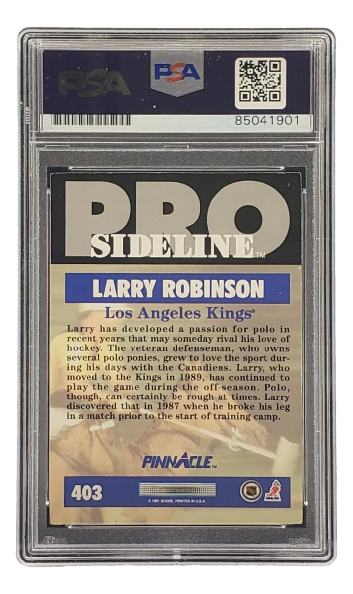 Larry Robinson Signed 1991 Pinnacle #403 Los Angeles Kings Hockey Card PSA/DNA - Image 2