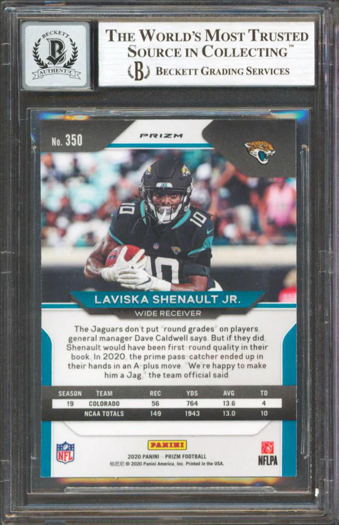 Laviska Shenault Signed 2020 Panini Prizm Prizms #350 RC Card Auto 10! BAS Slab - Image 3