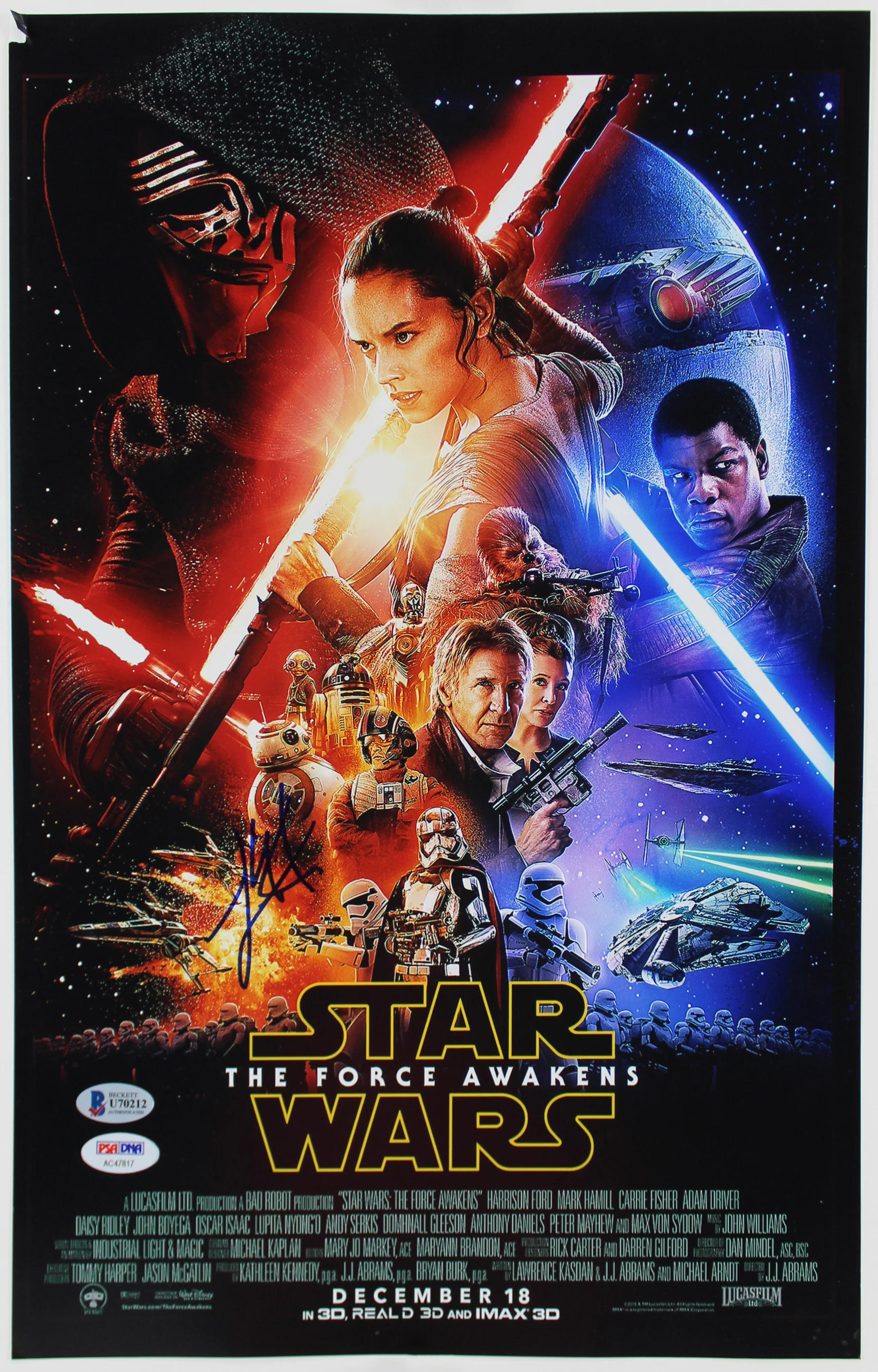 Lawrence Kasdan Star Wars The Force Awakens Signed 11x17 Photo BAS #U70212 - Image 2
