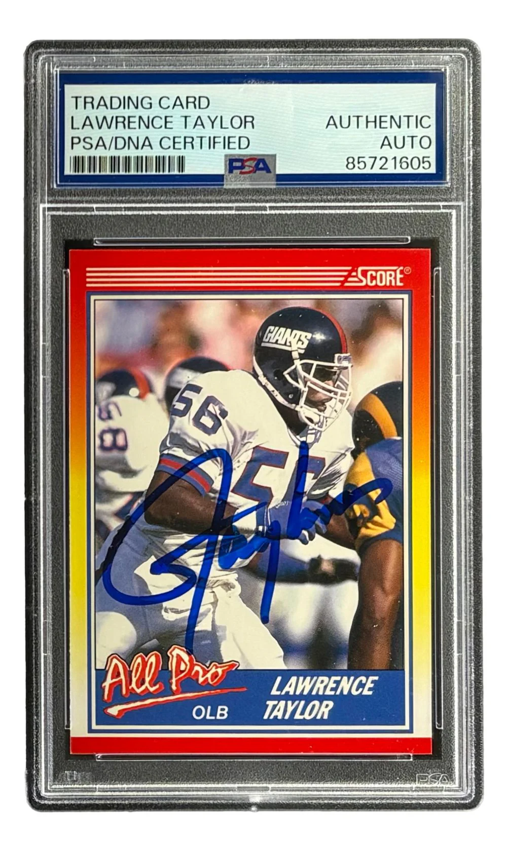 Lawrence Taylor Signed 1990 Score #571 Giants Trading Card PSA/DNA