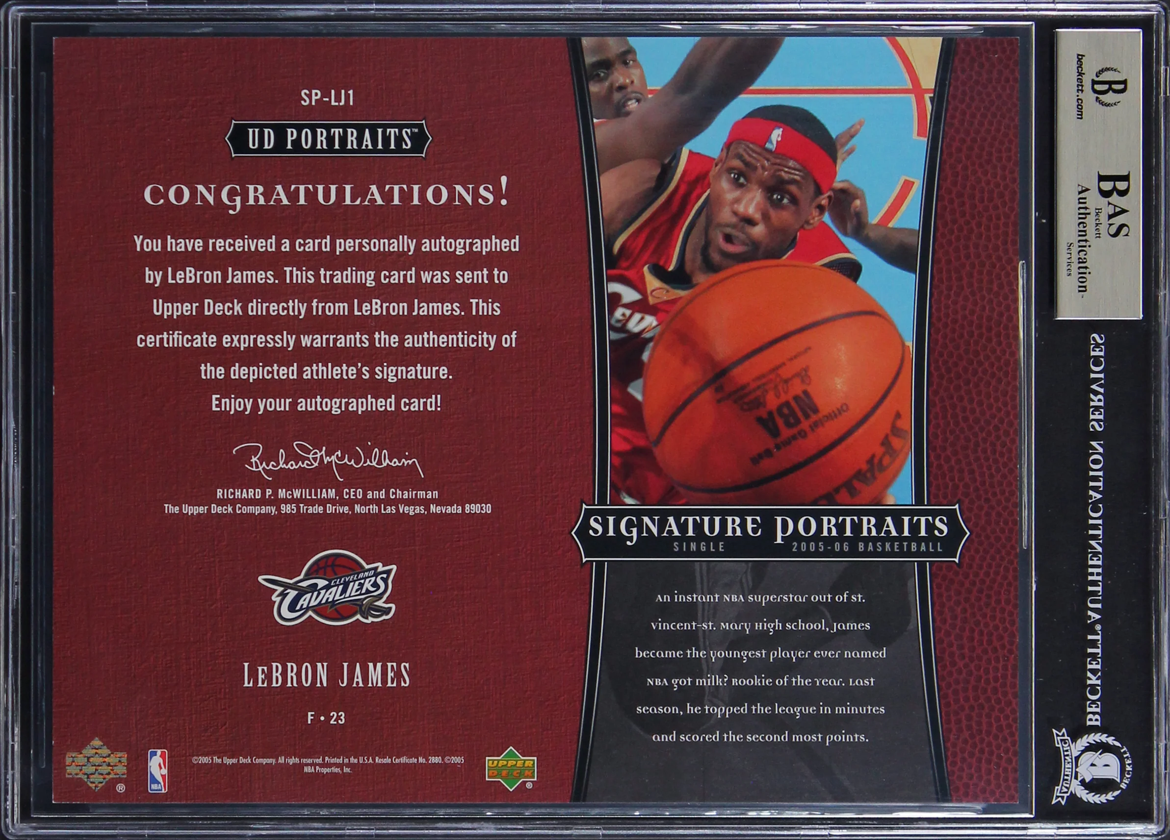LeBron James Signed 2005 UD 8x10 Signature Portraits #LJ1 Card Auto 10! BAS Slab - Image 3