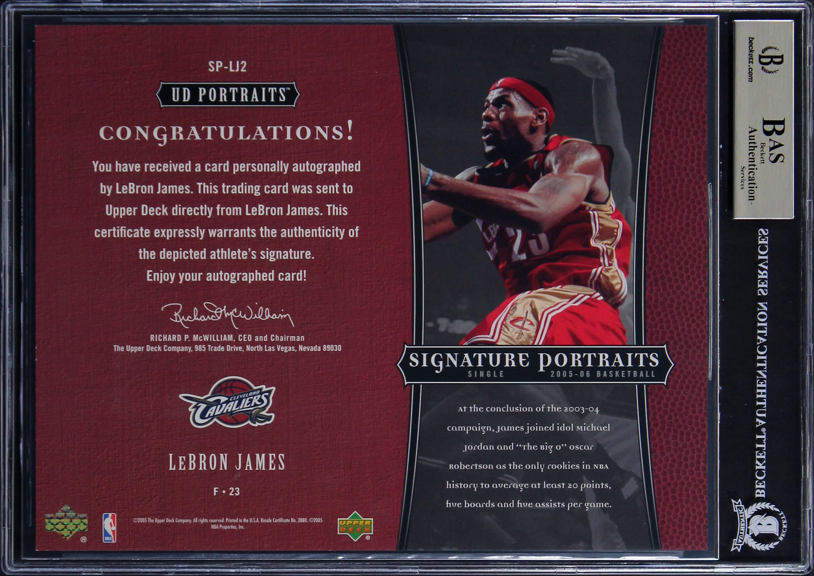 LeBron James Signed 2005 UD 8x10 Signature Portraits #LJ2 Card Auto 10! BAS Slab - Image 3