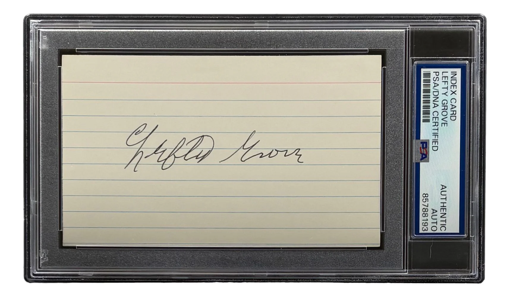 Lefty Grove Philadelphia Athletics Signed In Black Index Card PSA/DNA