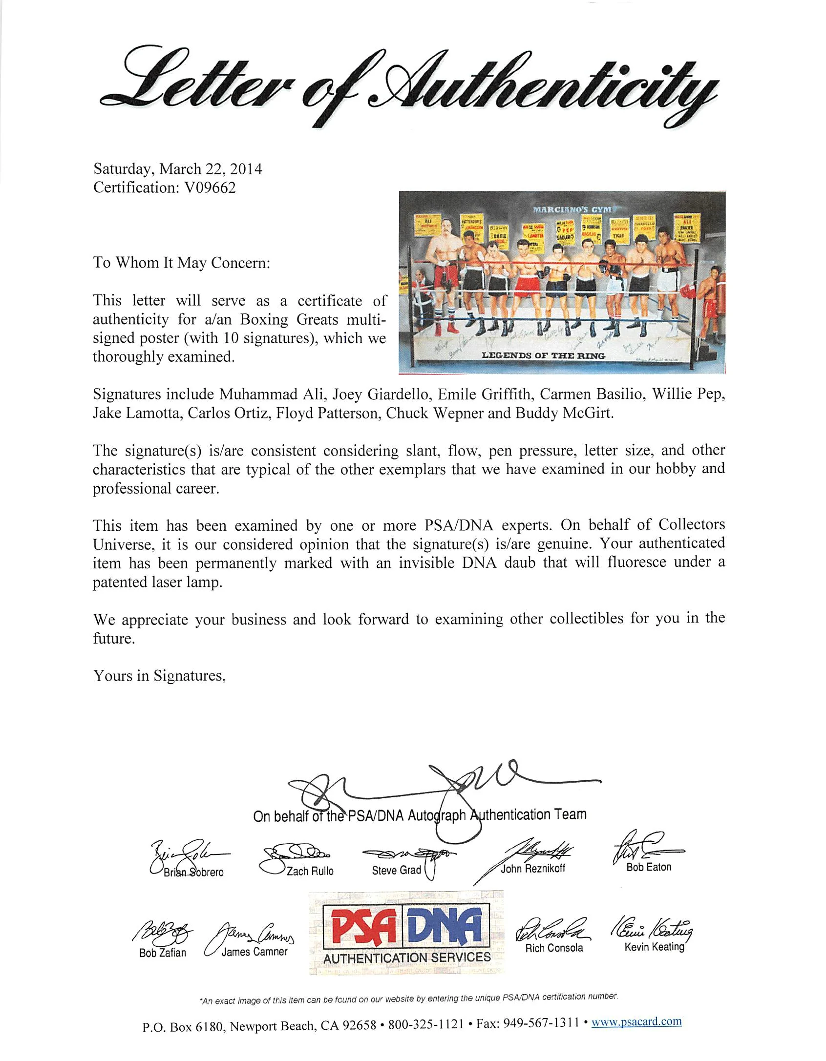 Legends Of The Ring (10 Boxers) Signed 20X33 Litho Muhammad Ali PSA/DNA & JSA - Image 6