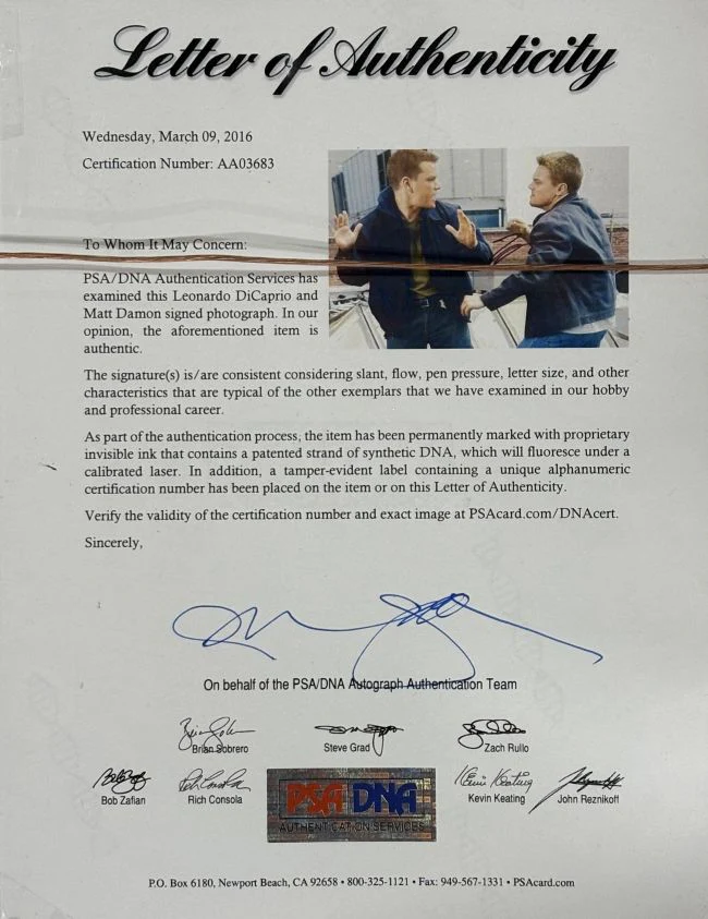 Leonardo DiCaprio Matt Damon Signed Framed 11x14 The Departed Photo PSA/DNA - Image 3