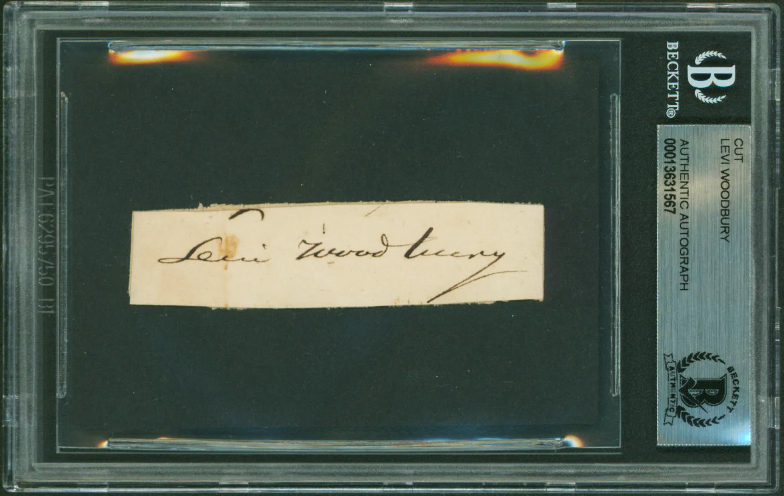 Levi Woodbury Authentic Signed .7x2.75 Cut Signature Autographed BAS Slabbed - Image 2