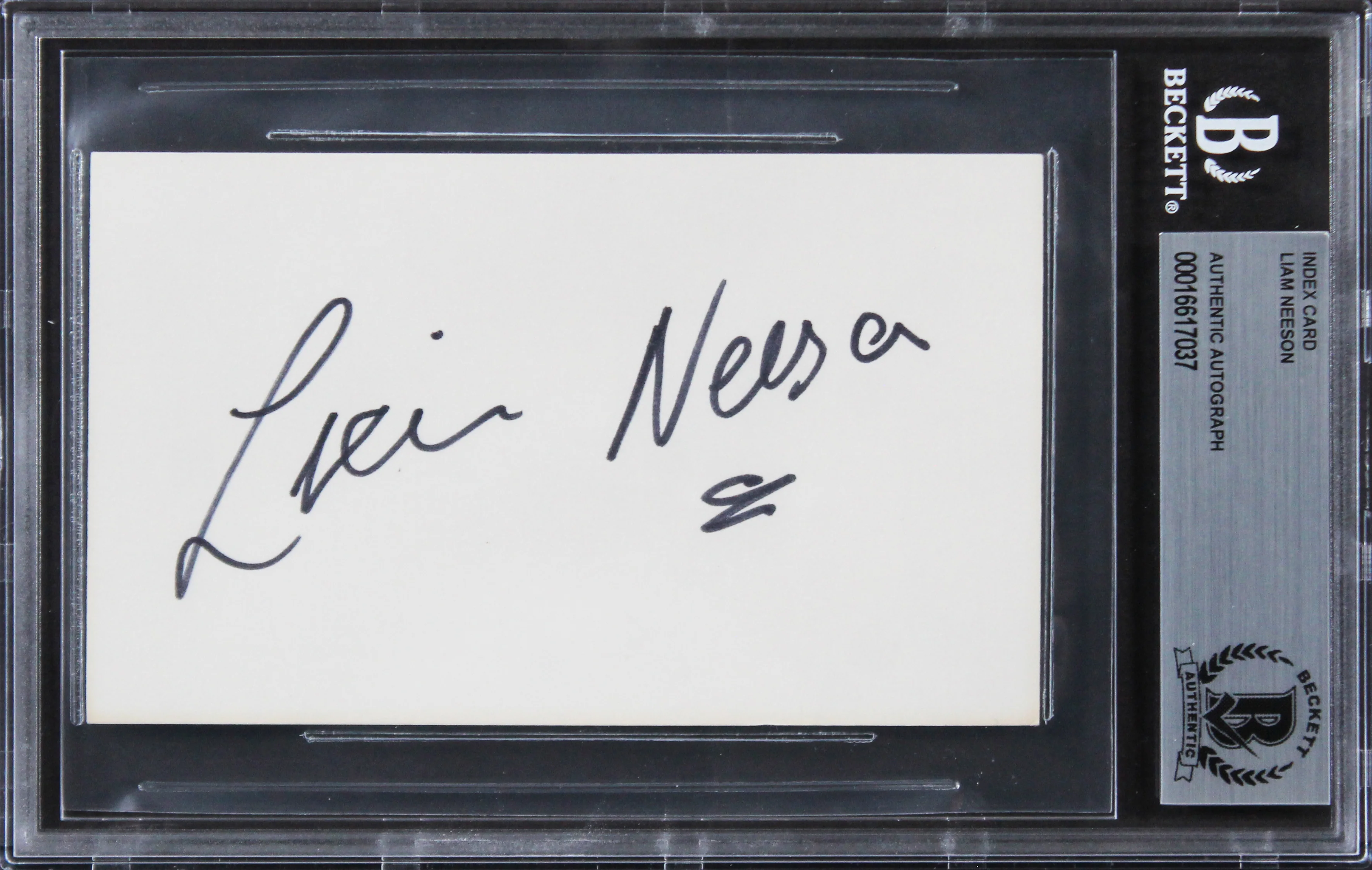 Liam Neeson Schindler's List Authentic Signed 3x5 Index Card BAS Slabbed