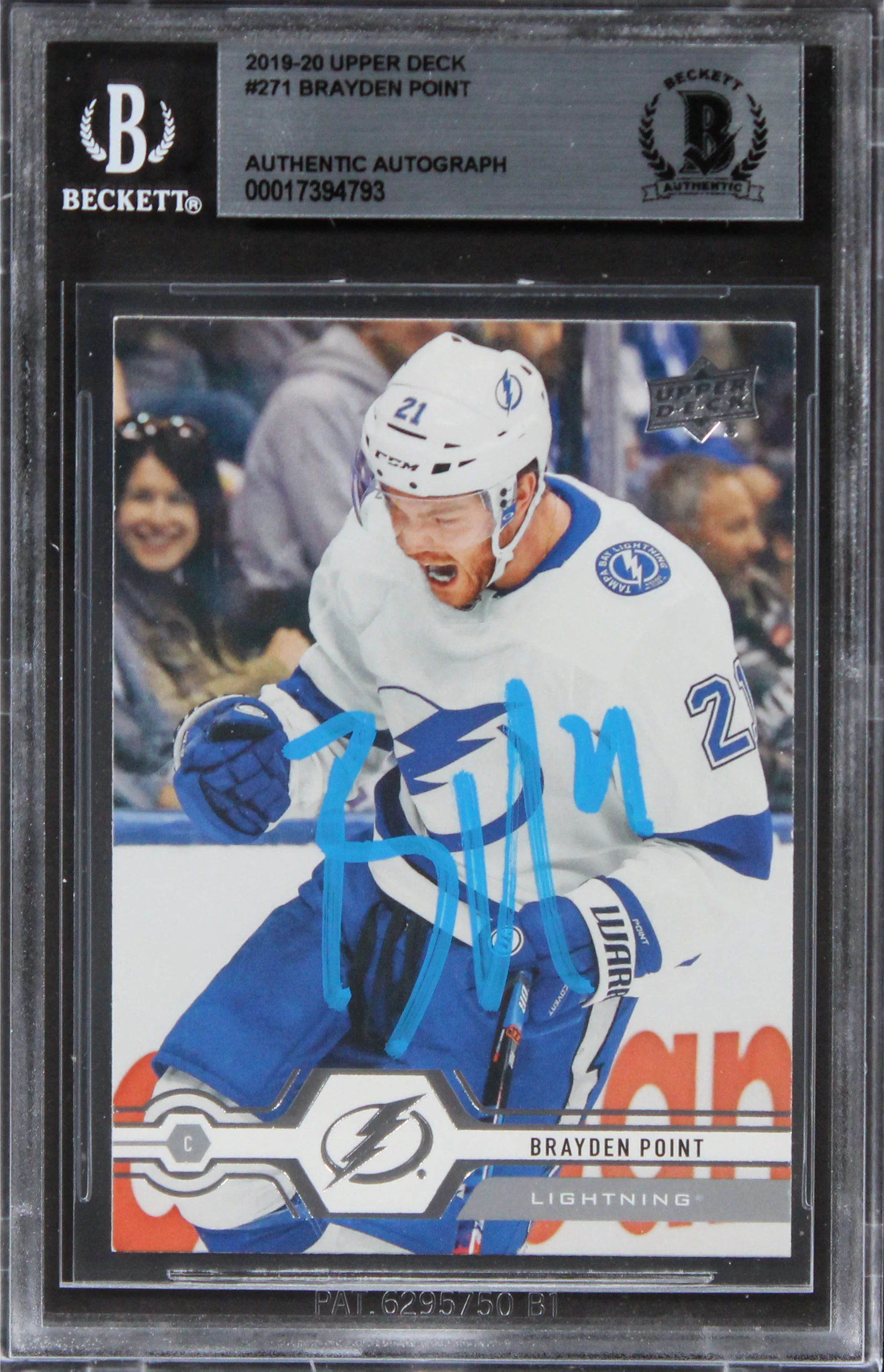 Lightning Brayden Point Authentic Signed 2019 Upper Deck #271 Card BAS Slabbed - Image 2