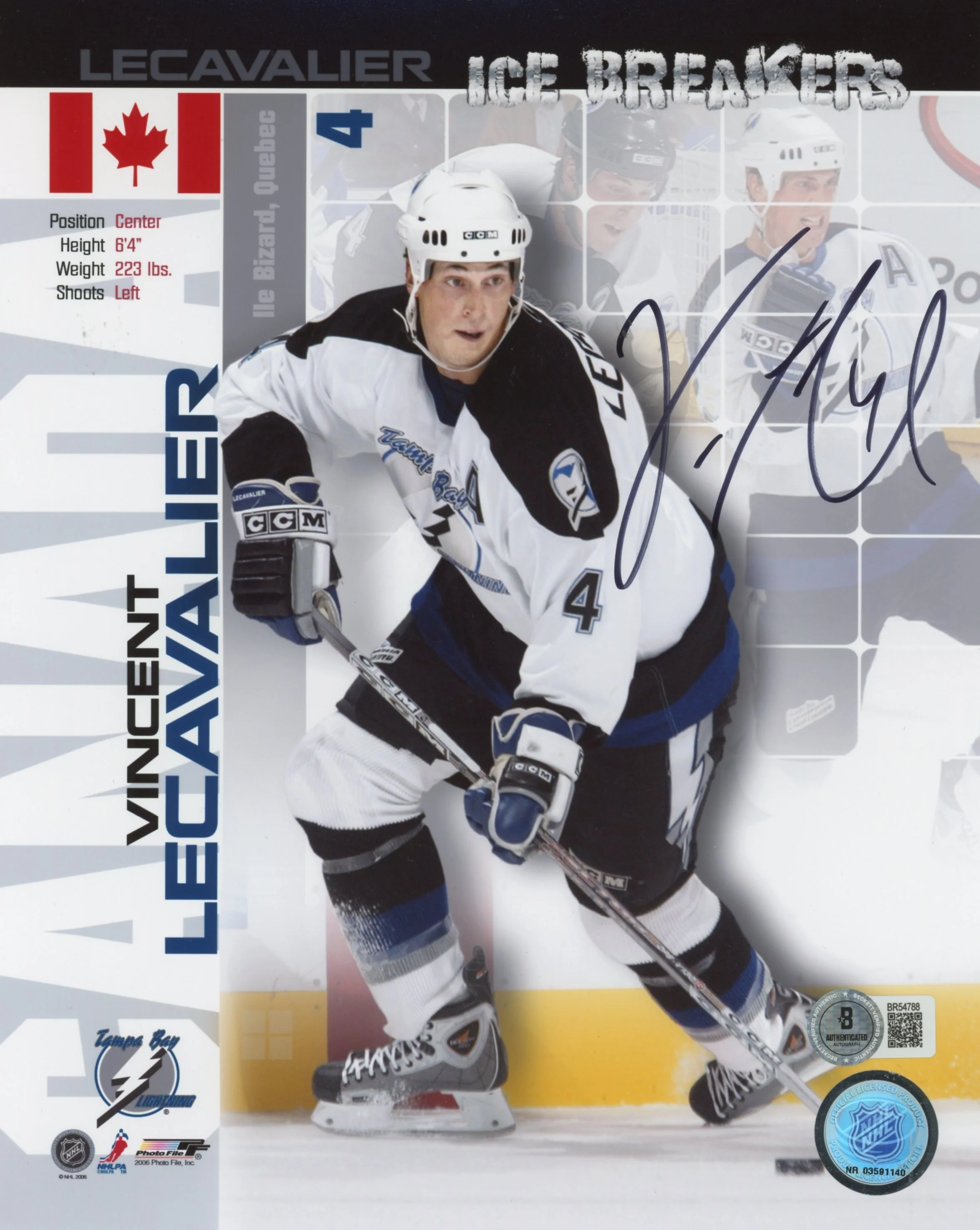 Lightning Vincent Lecavalier Authentic Signed 8x10 Photo BAS #BR54788 - Image 2
