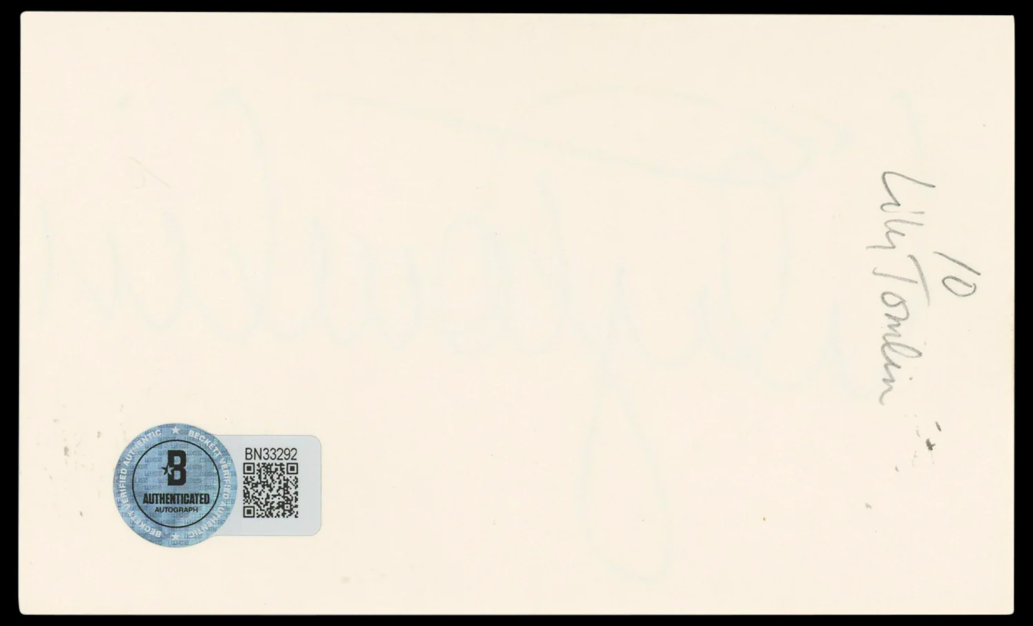 Lily Tomlin Grace & Frankie Authentic Signed 3x5 Index Card BAS #BN33292 - Image 3