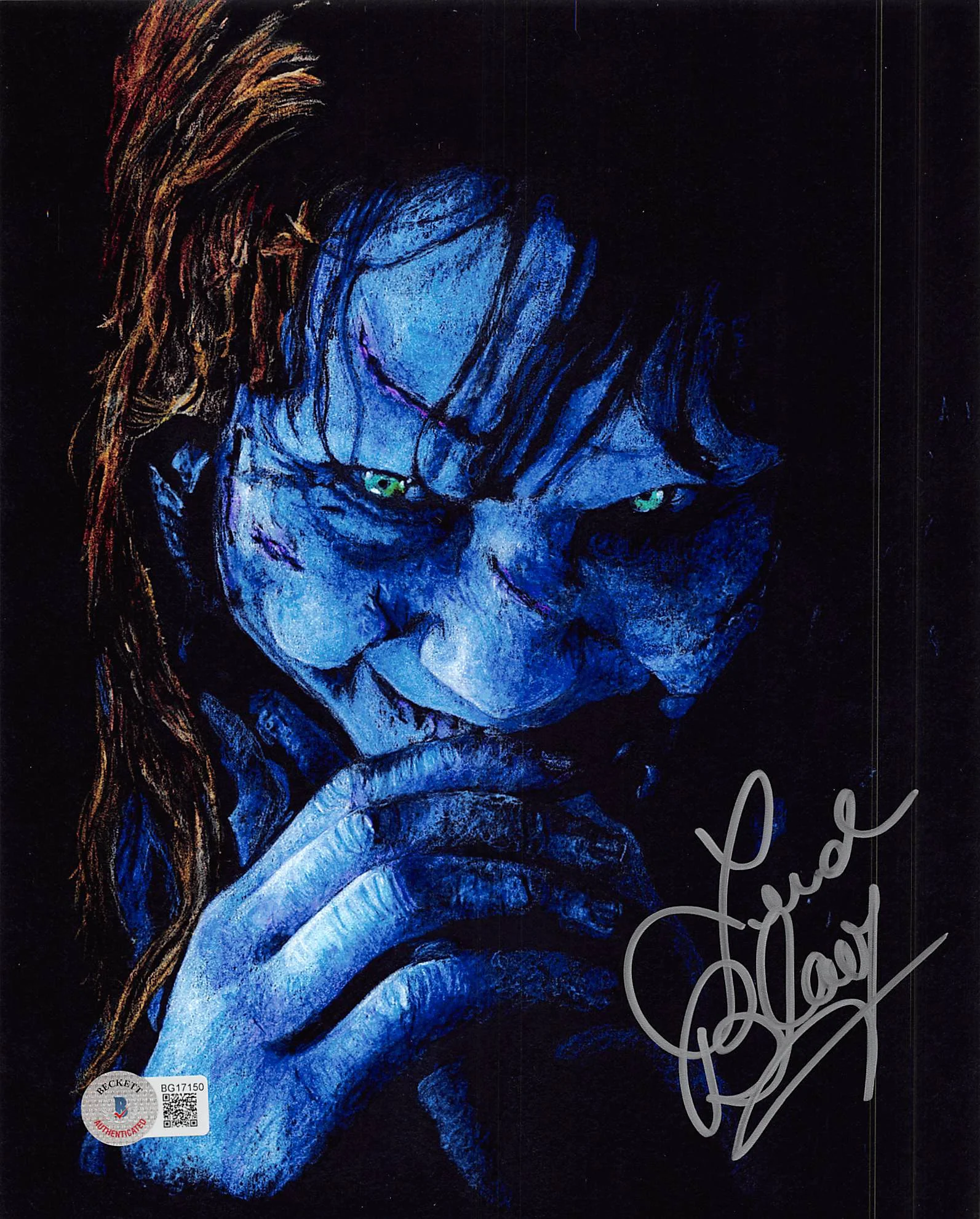 Linda Blair The Exorcist Authentic Signed 8x10 Vertical Blue Face Photo BAS - Image 2