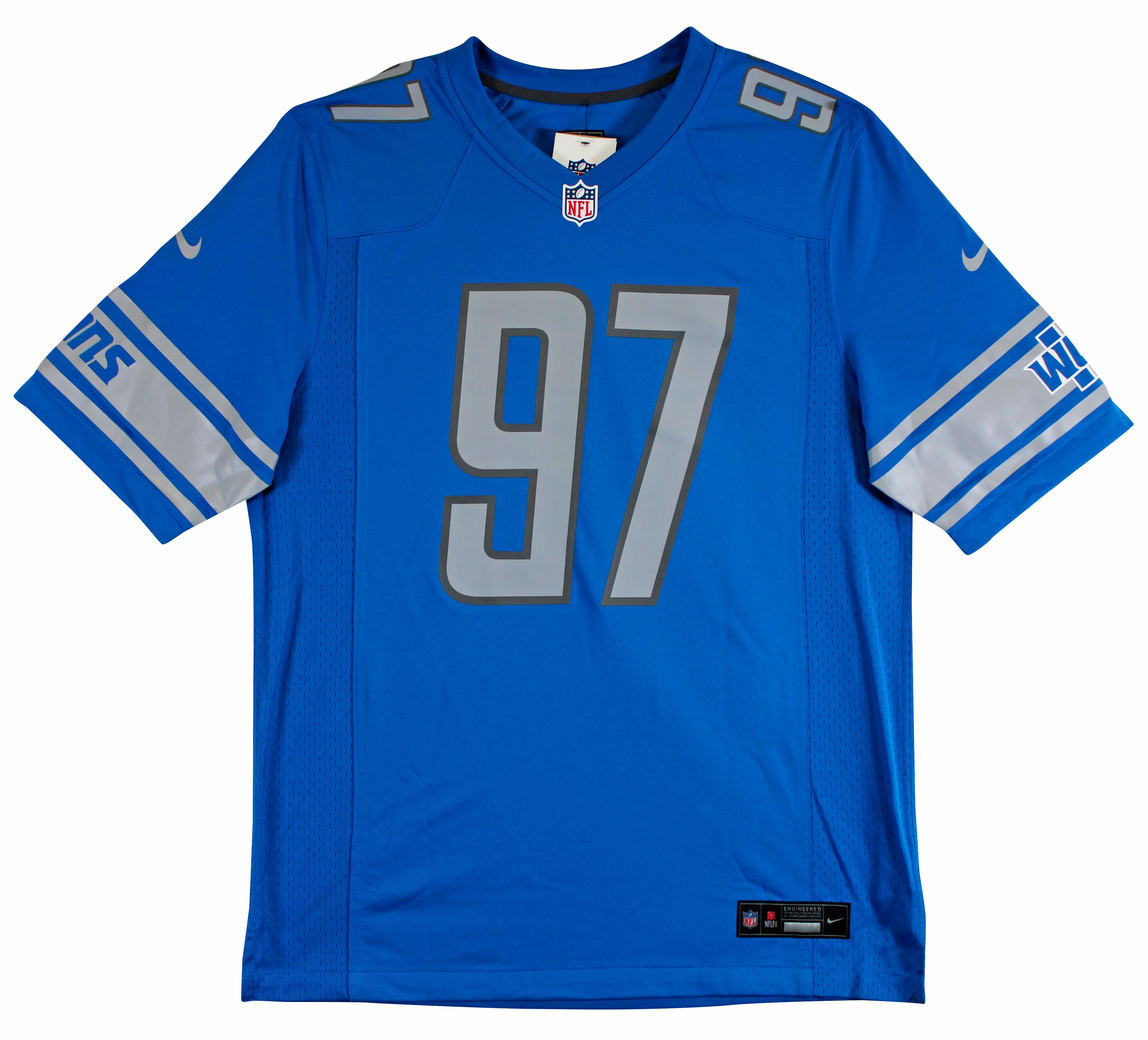 Lions Aidan Hutchinson Signed Blue Nike Game Jersey w/ Silver Sig BAS Witnessed - Image 5