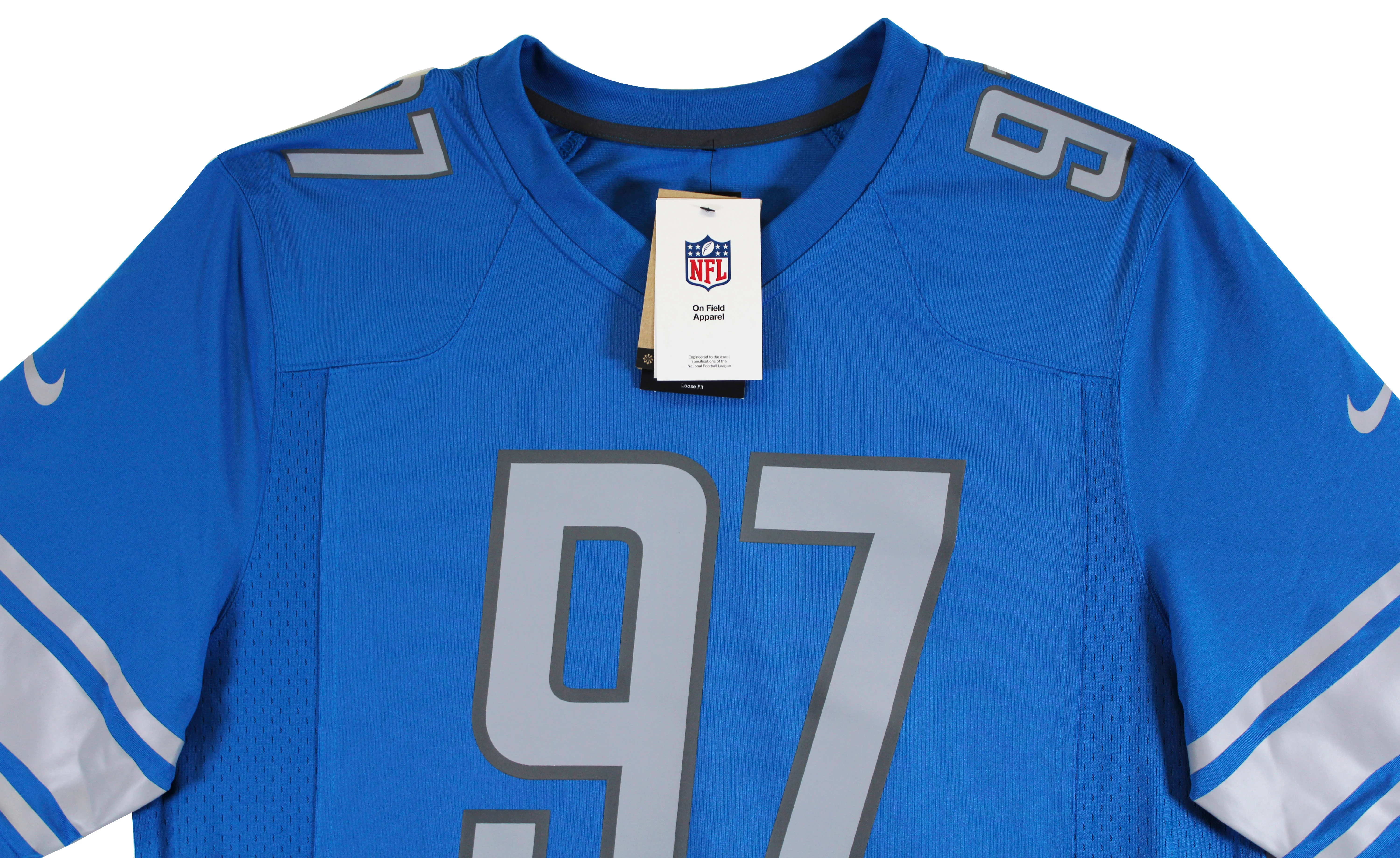 Lions Aidan Hutchinson Signed Blue Nike Game Jersey w/ Silver Sig BAS Witnessed - Image 6