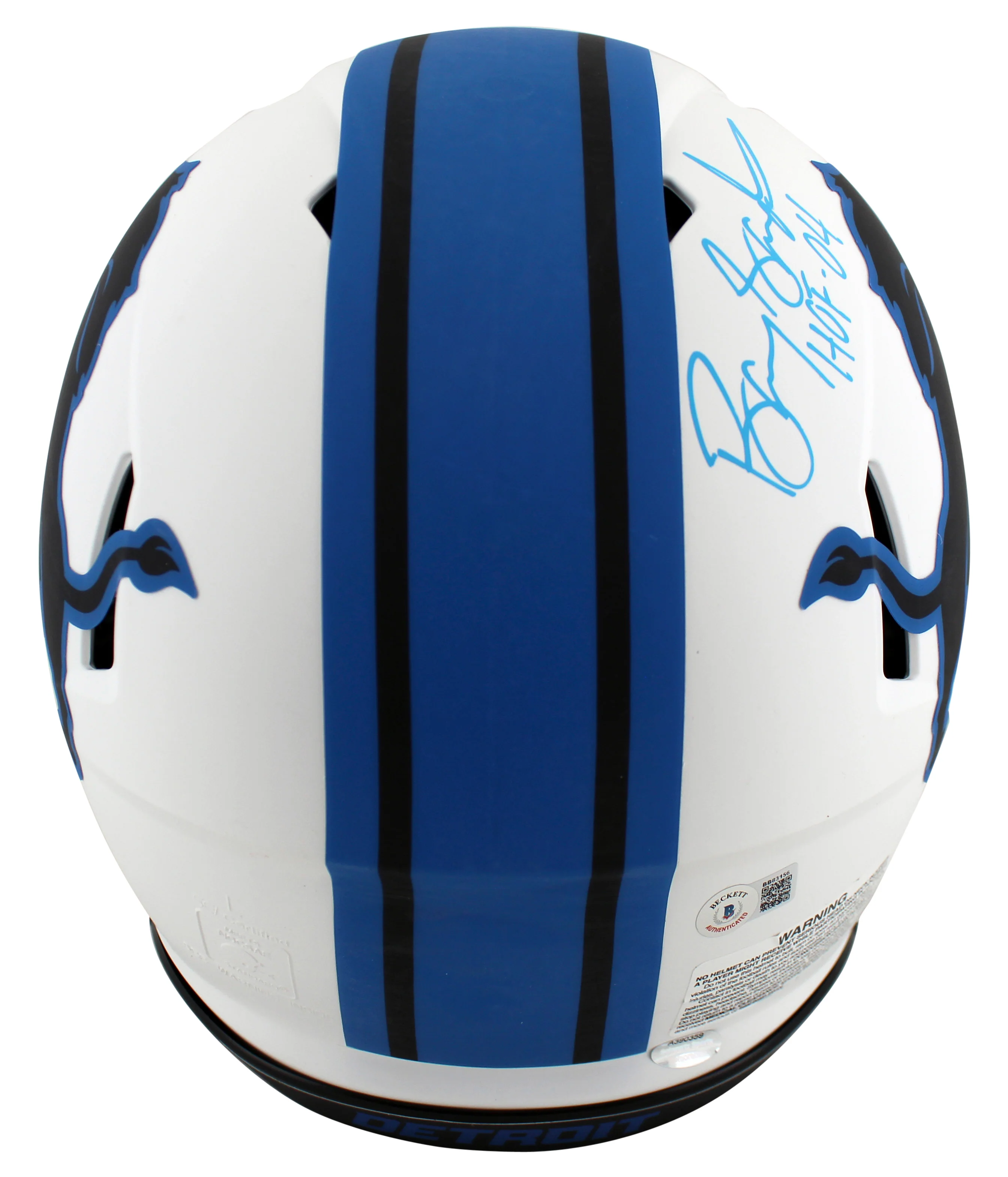 Lions Barry Sanders "2x Insc" Signed Lunar Full Size Speed Proline Helmet BAS - Image 3