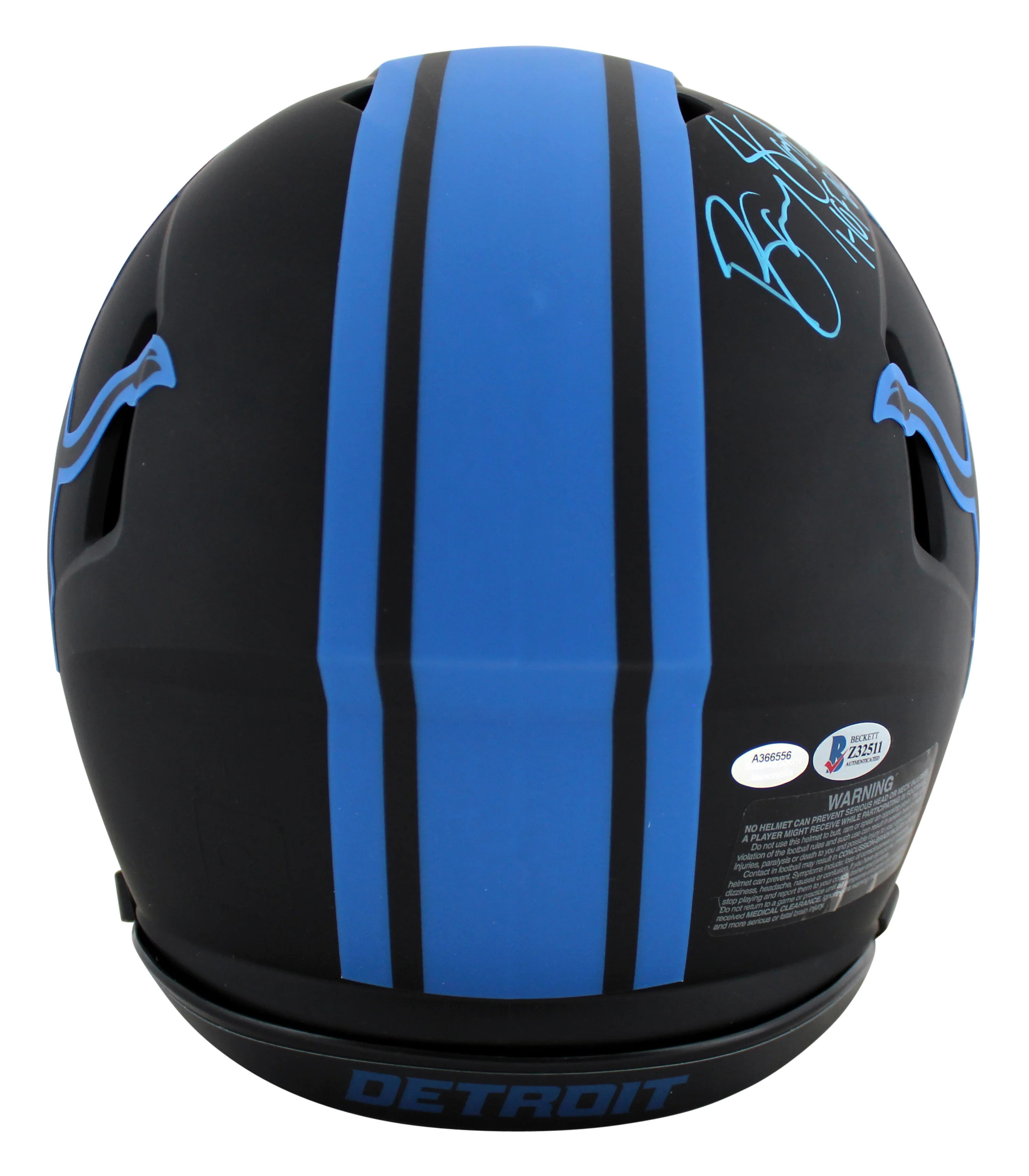 Lions Barry Sanders HOF 04 Signed Eclipse Full Size Speed Proline Helmet BAS - Image 3