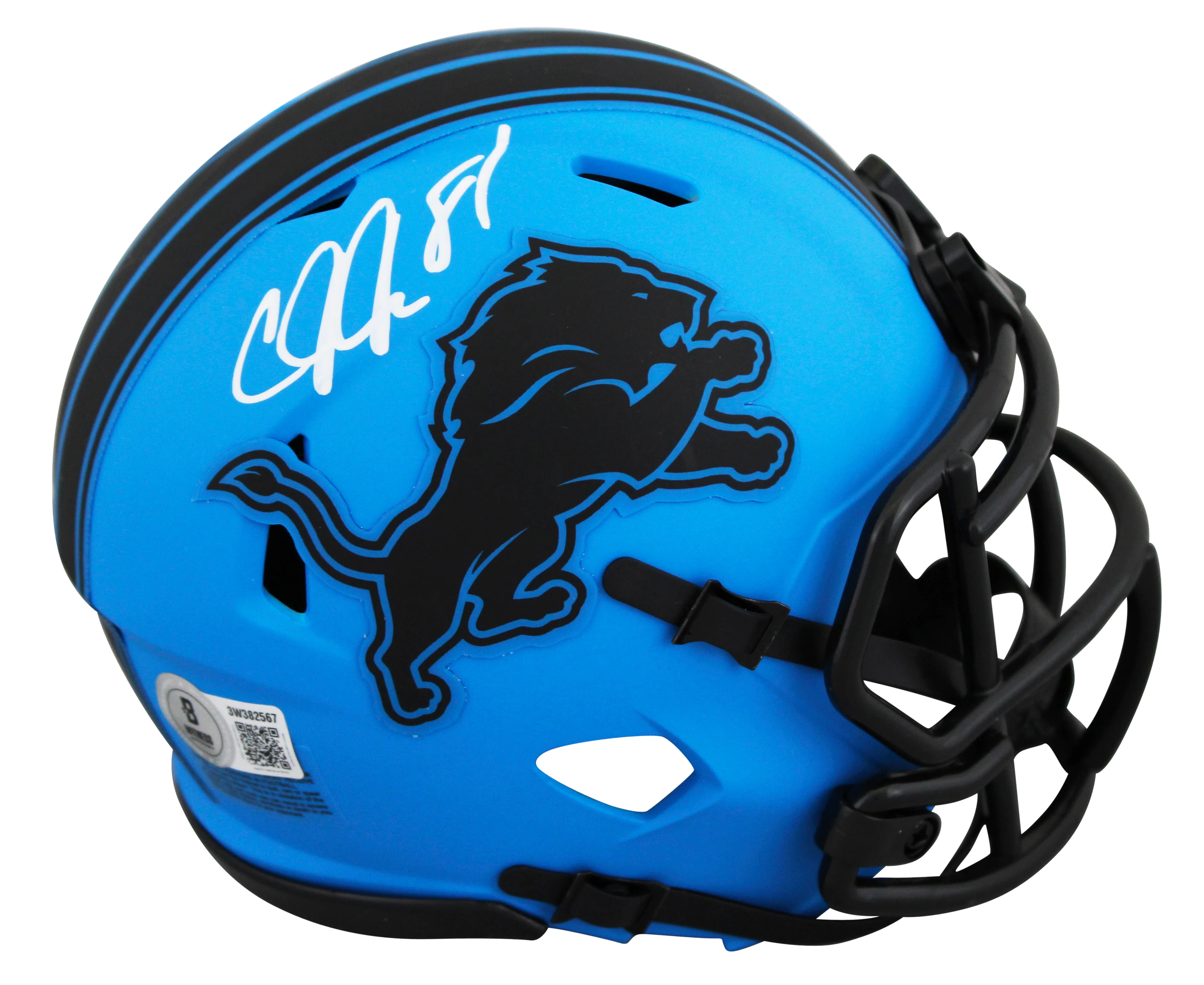 Lions Calvin Johnson Authentic Signed Rave Speed Mini Helmet BAS Witnessed - Image 2