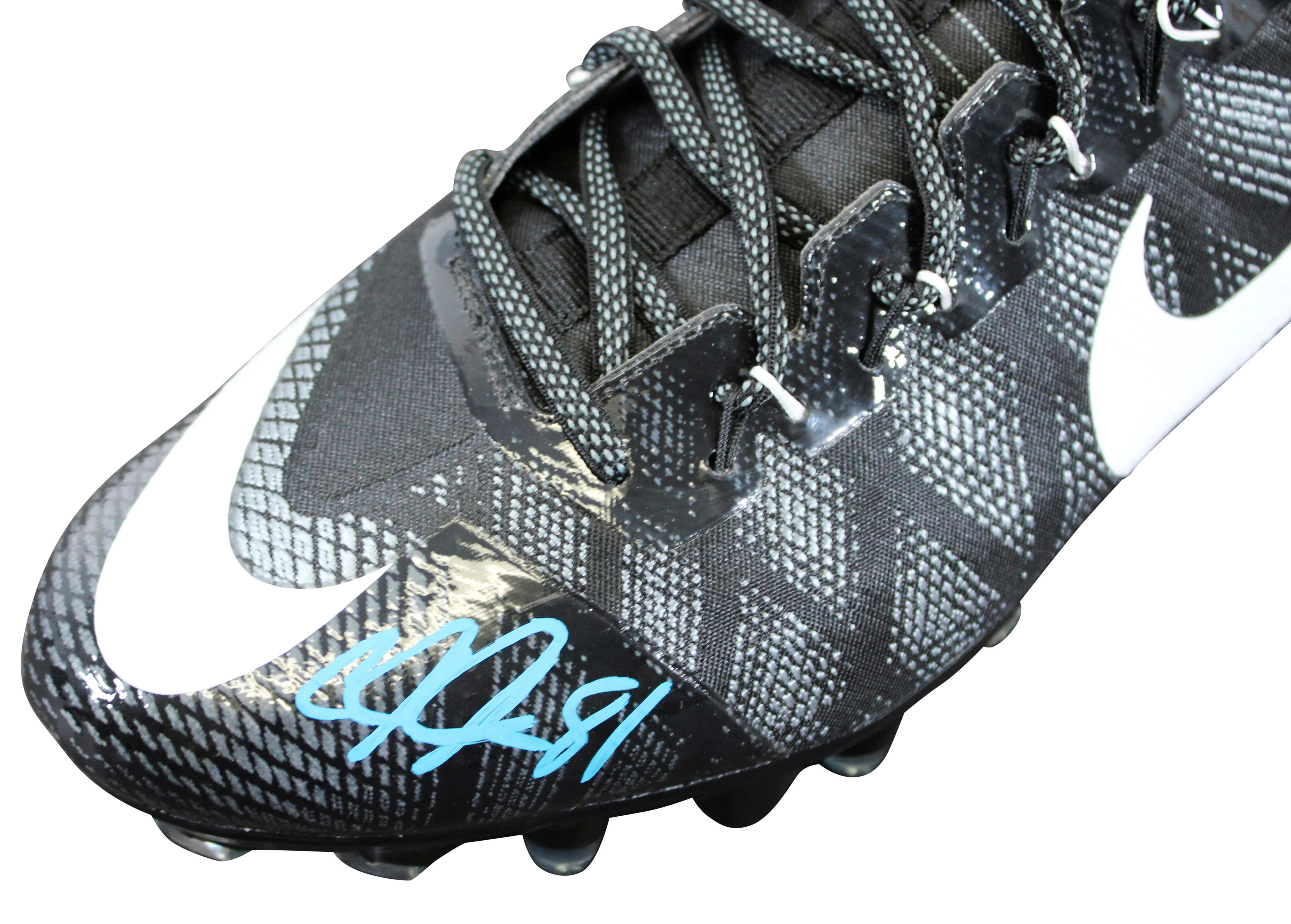 Lions Calvin Johnson Signed Signature Series Left Football Cleat BAS Witnessed - Image 3