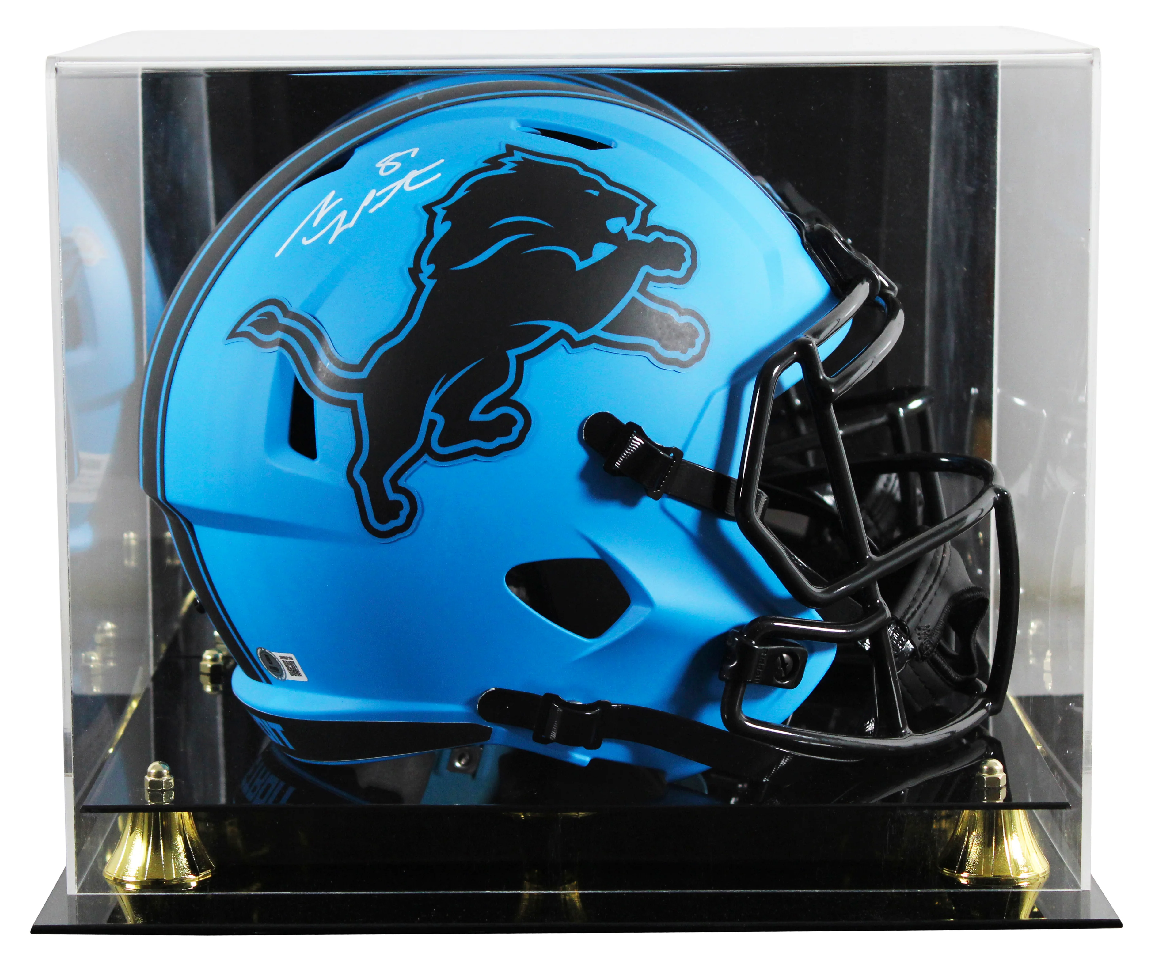 Lions Sam LaPorta Signed Rave Full Size Speed Rep Helmet W/ Case BAS Witnessed - Image 2