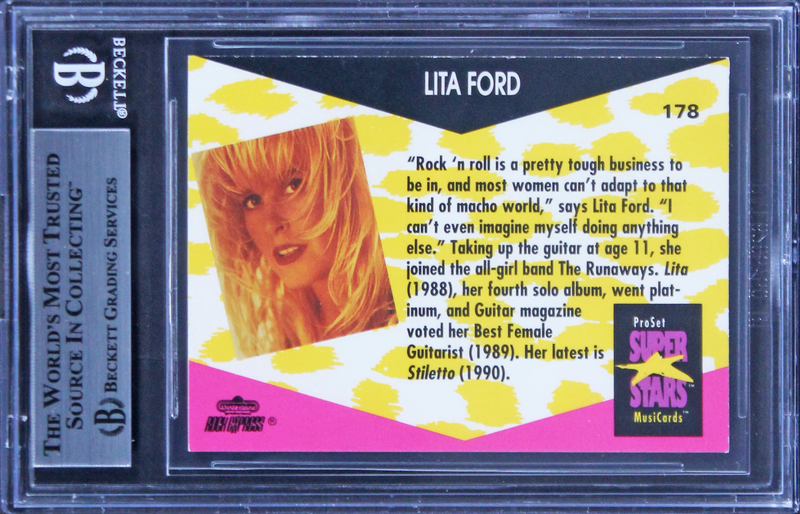 Lita Ford The Runaways Authentic Signed 1991 Pro Set SM #178 Card BAS Slabbed - Image 3