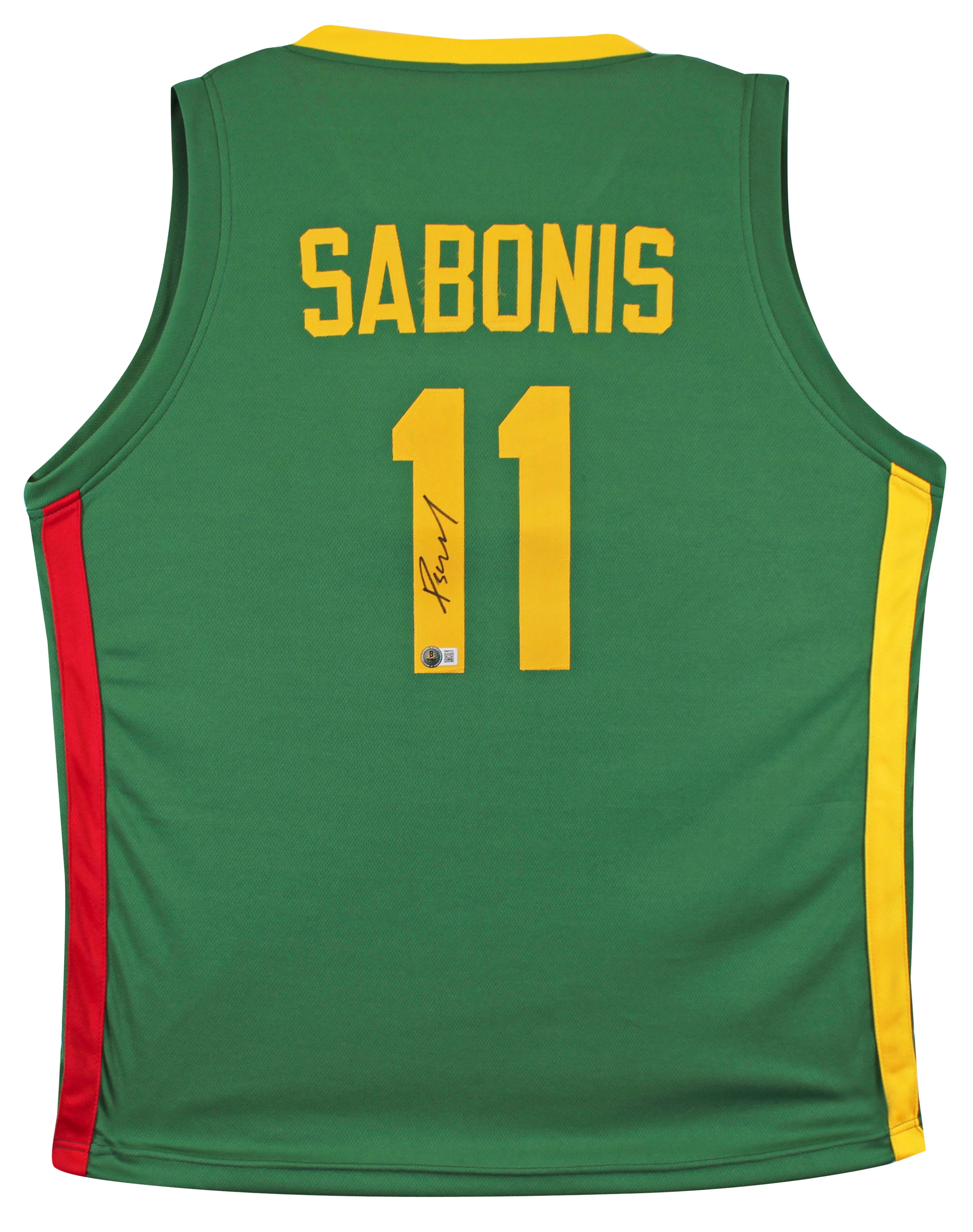 Lithuania Domantas Sabonis Authentic Signed Green Pro Style Jersey BAS Witnessed - Image 2