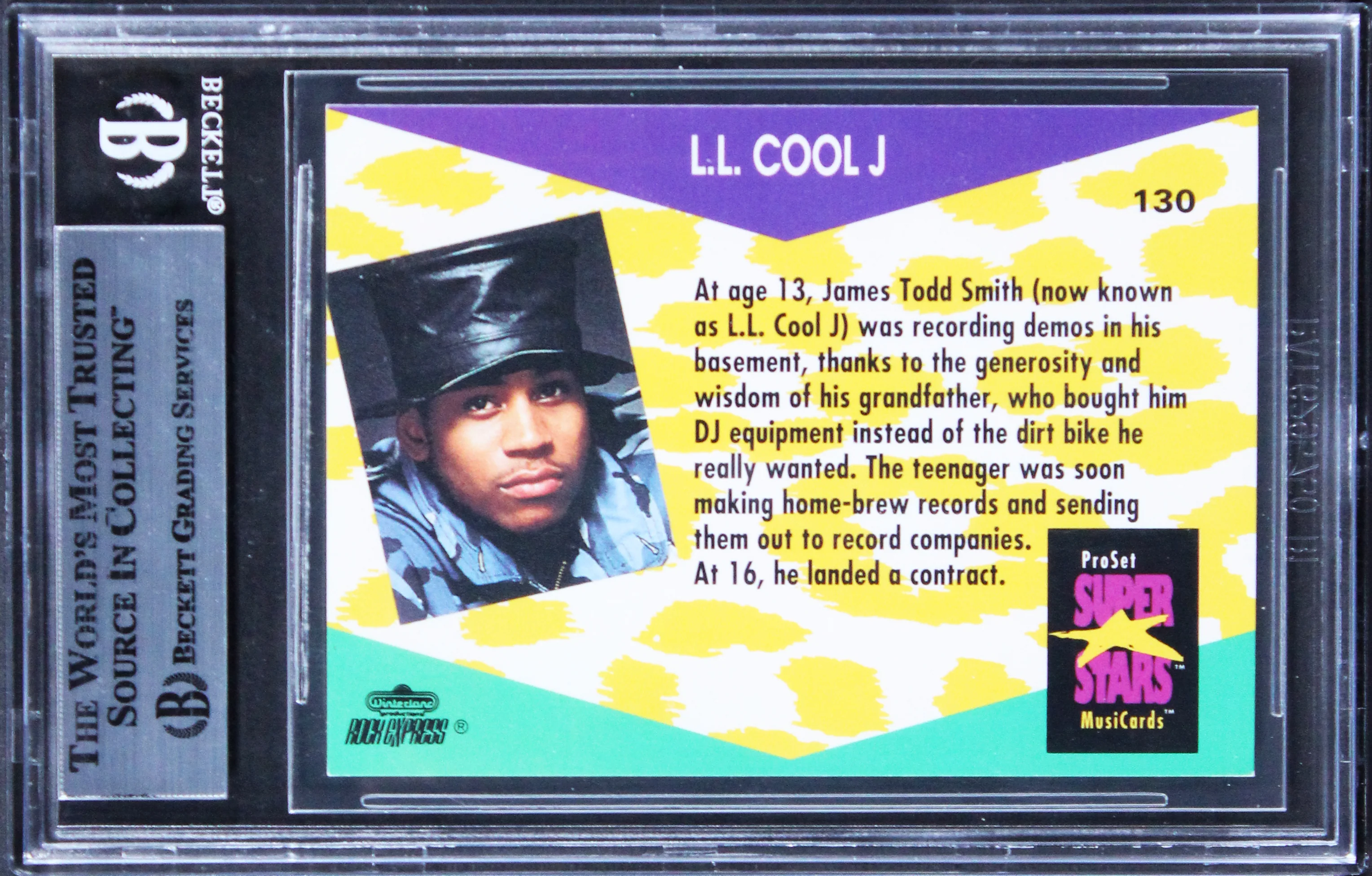 LL Cool J Signed 1991 Pro Set Superstars Musicards #130 Card BAS Slabbed - Image 3