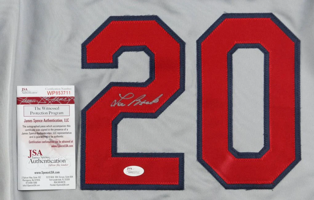 Lou Brock St. Louis Signed Gray Baseball Jersey JSA - Image 2