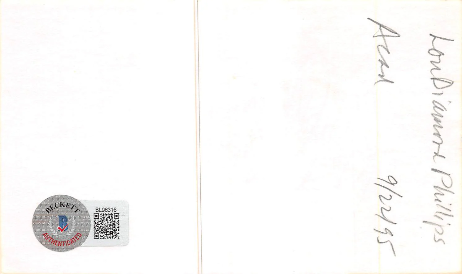 Lou Diamond Phillips La Bamba Authentic Signed 3x5 Index Card BAS #BL96316 - Image 3