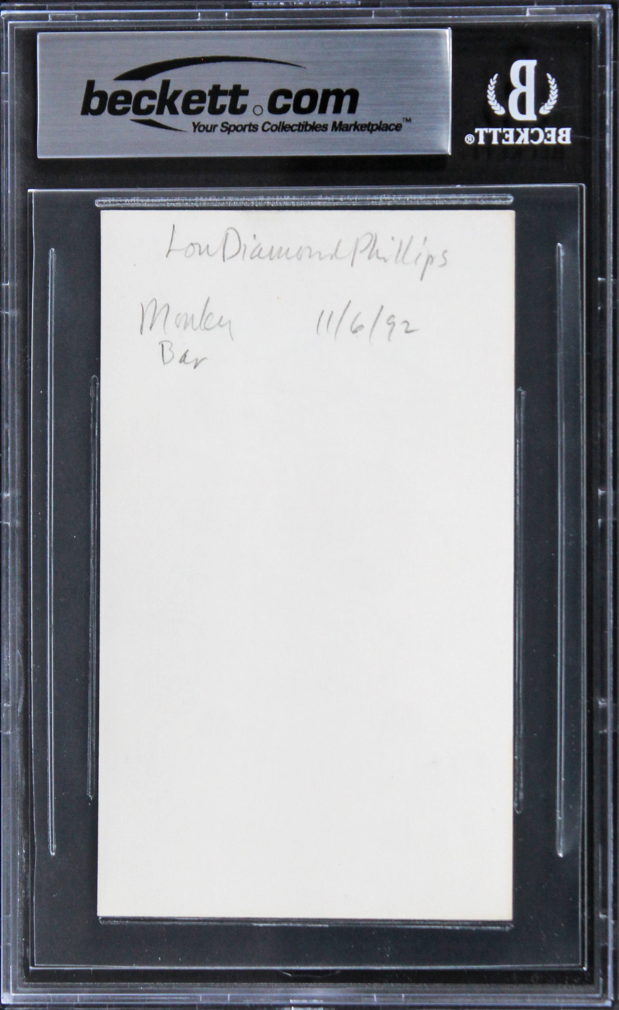Lou Diamond Phillips Stand & Deliver Authentic Signed 3x5 Index Card BAS Slab 1 - Image 3