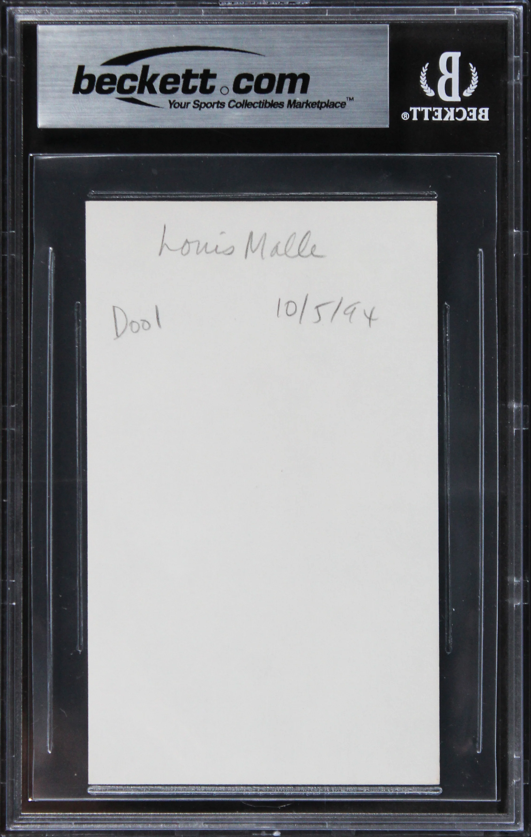 Louis Malle Goodbye, Children Authentic Signed 3x5 Index Card BAS Slabbed 2 - Image 3