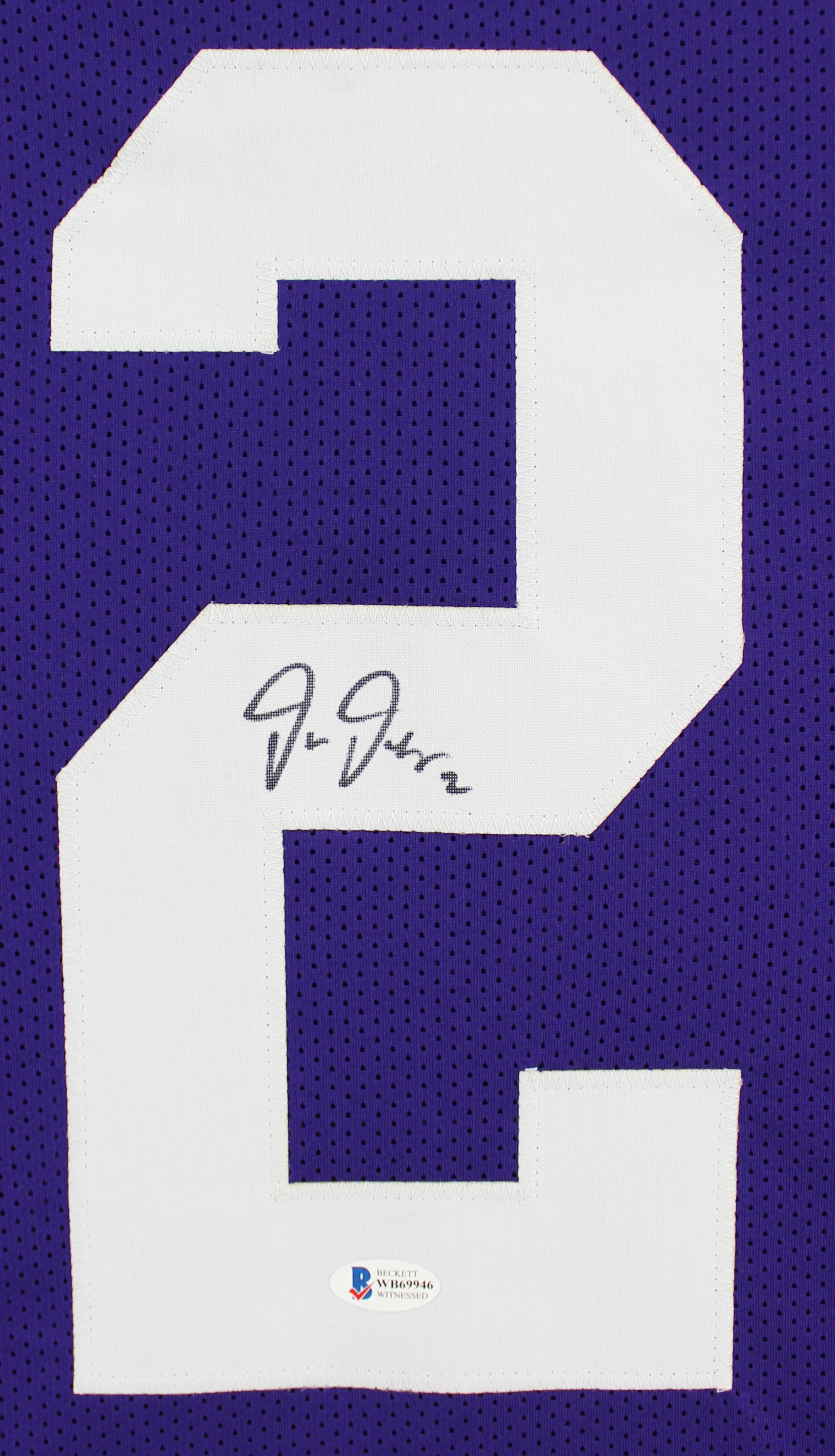 LSU Justin Jefferson Authentic Signed Purple Jersey Autographed BAS Witnessed - Image 3