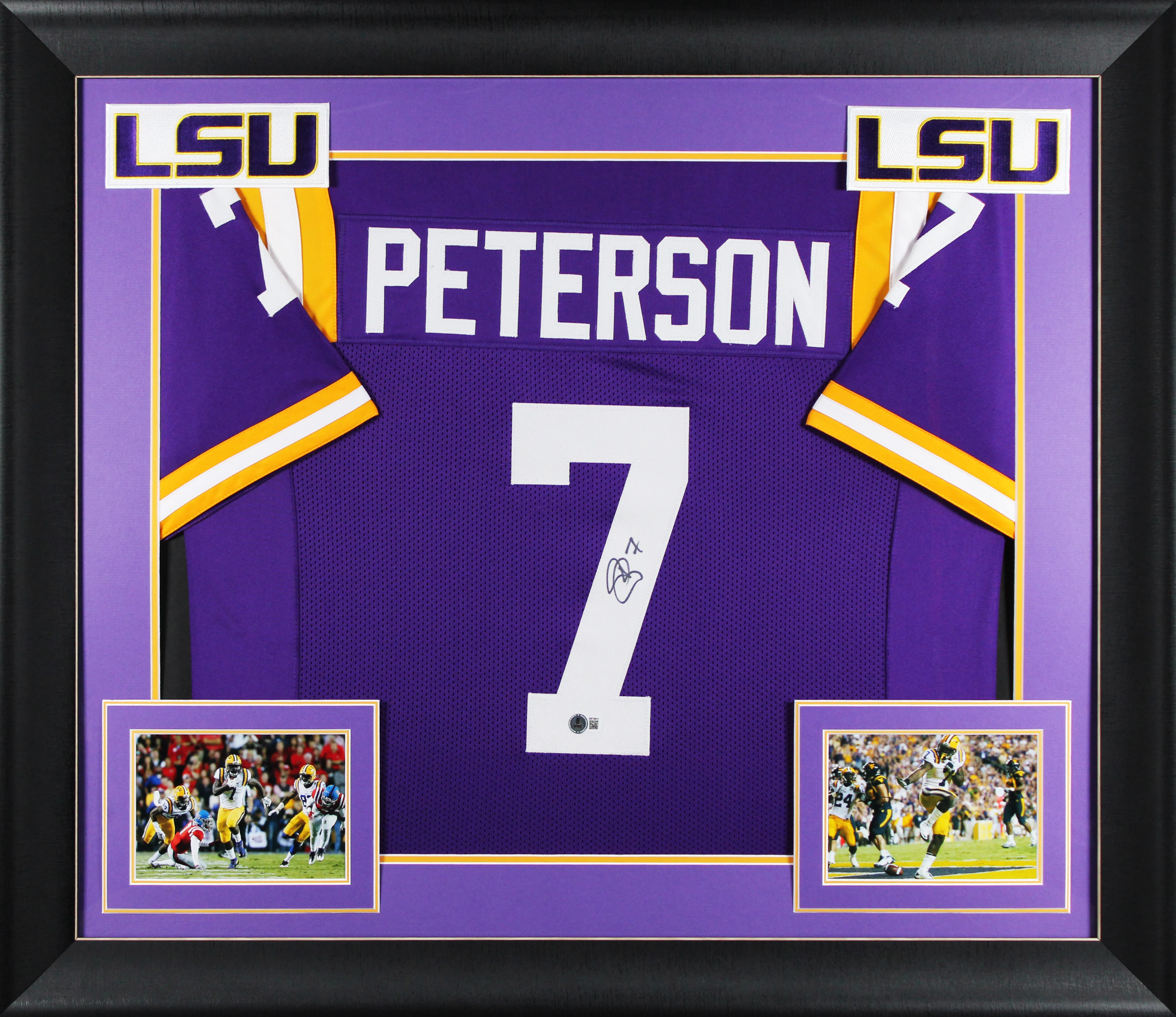 LSU Patrick Peterson Authentic Signed Purple Pro Style Framed Jersey BAS Witness - Image 2