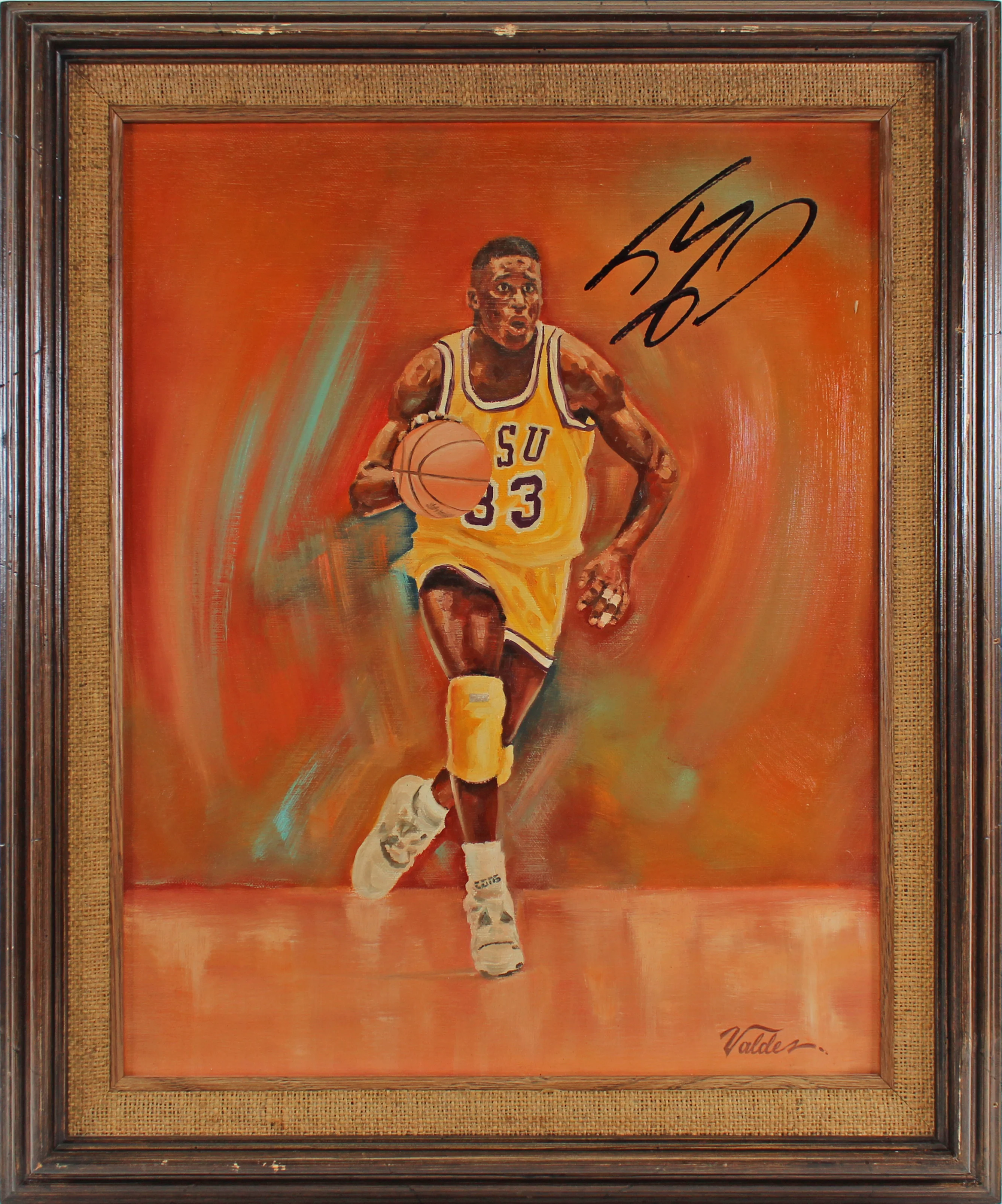 LSU Shaquille O'Neal Authentic Signed 16x20 Hand Painted Canvas BAS Witnessed - Image 2