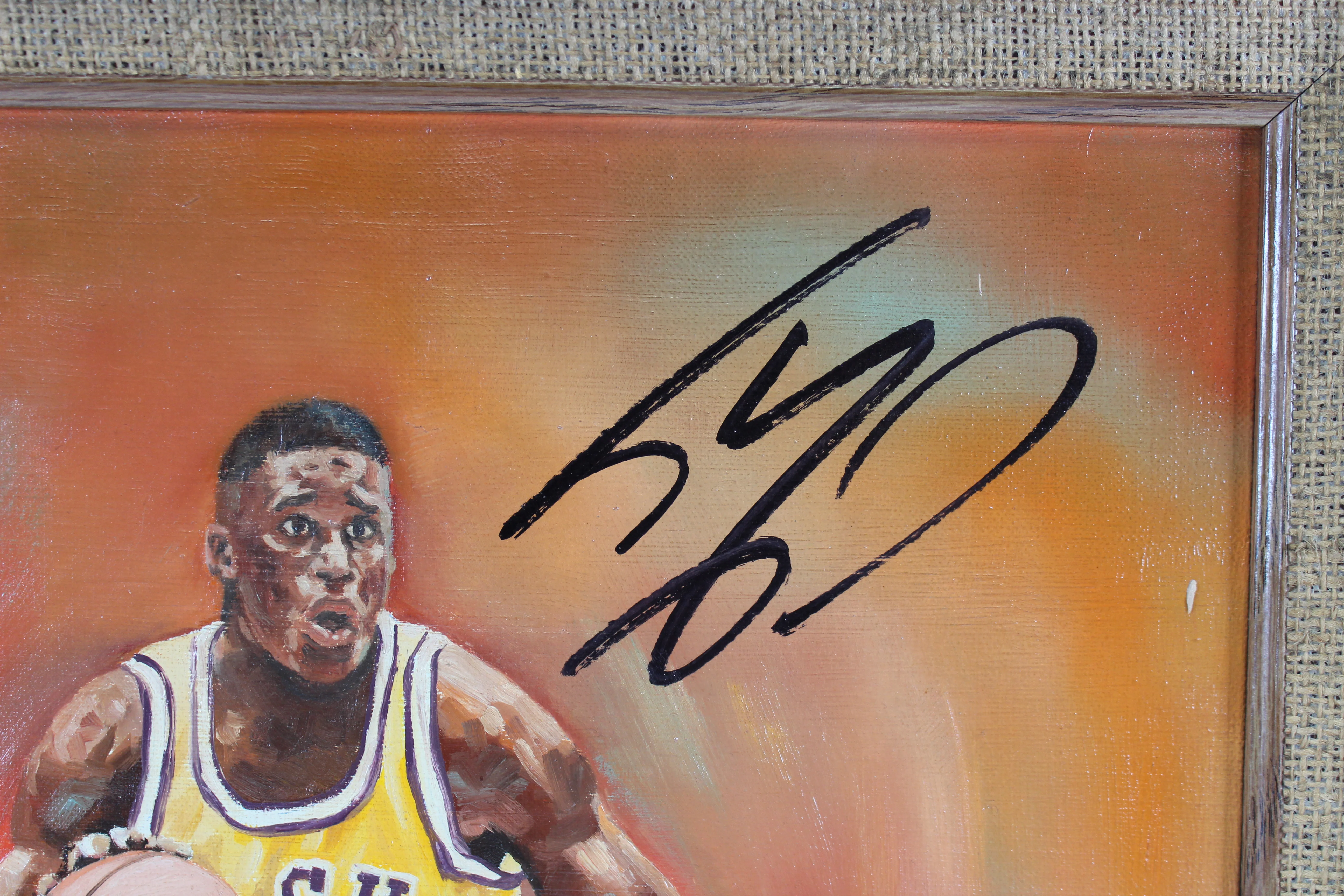 LSU Shaquille O'Neal Authentic Signed 16x20 Hand Painted Canvas BAS Witnessed - Image 4