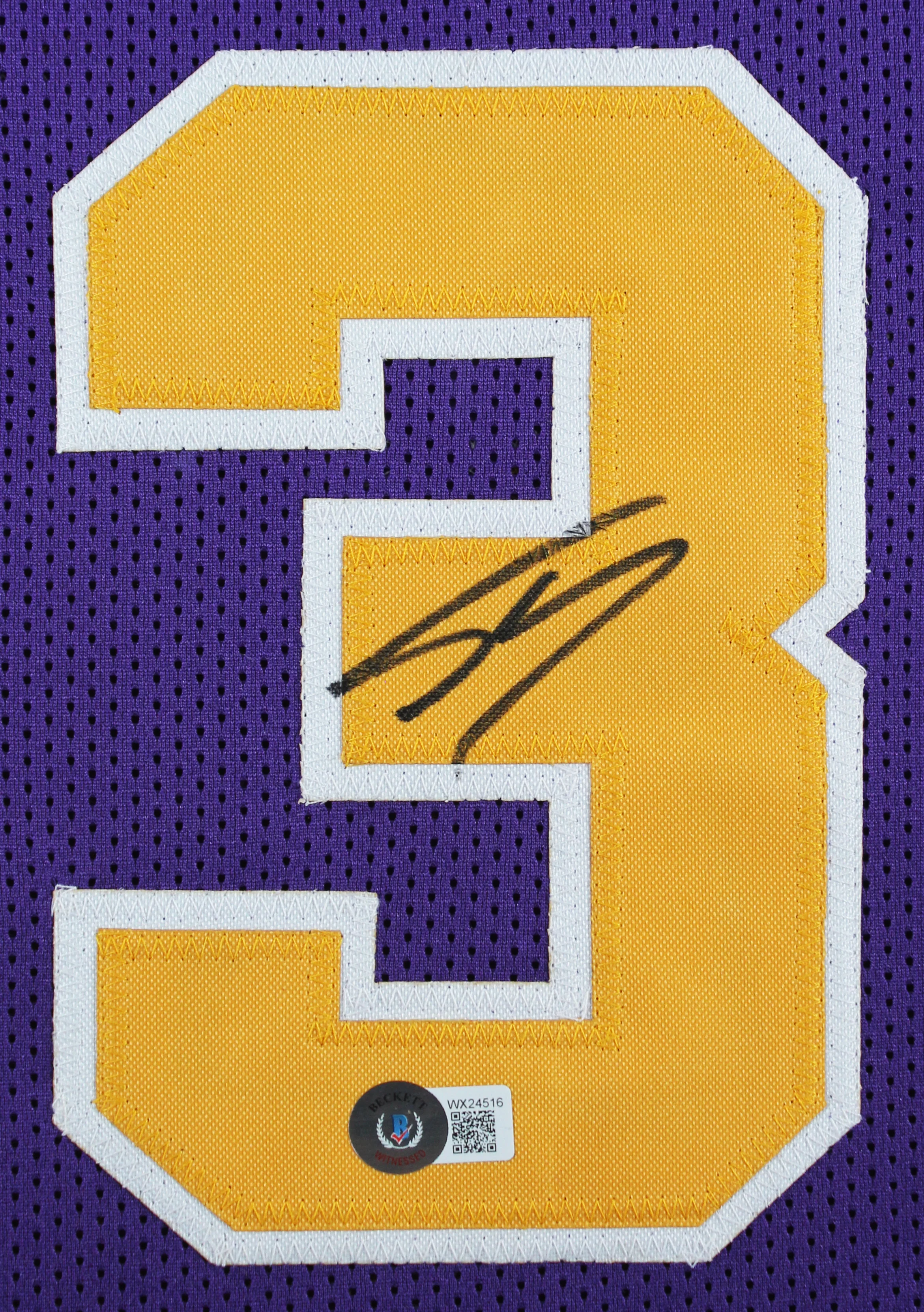 LSU Shaquille O'Neal Authentic Signed Purple Pro Style Framed Jersey BAS Witness - Image 3