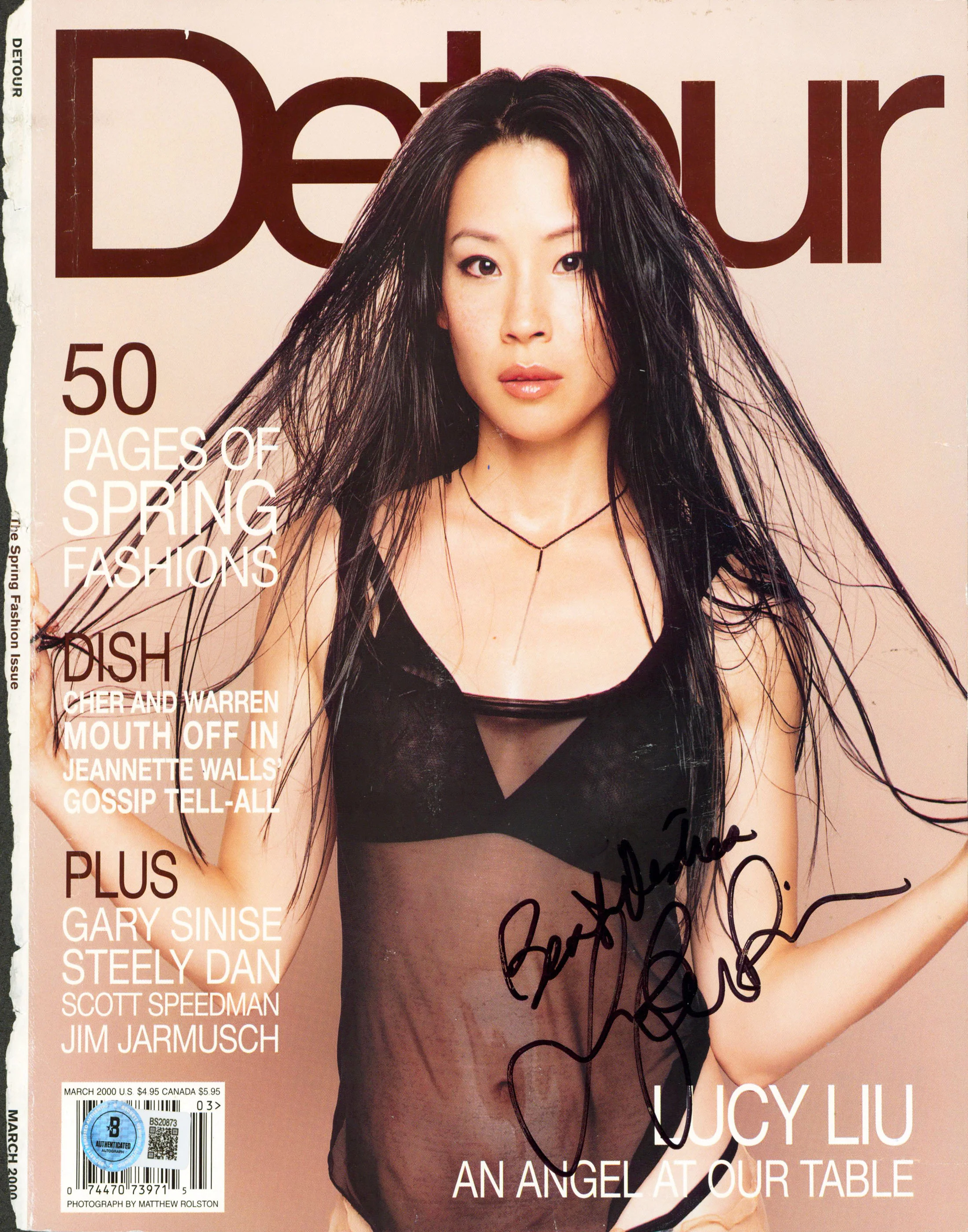 Lucy Liu "Best Wishes" Signed Detour Magazine Cover March 2000 BAS #BS20873 - Image 2