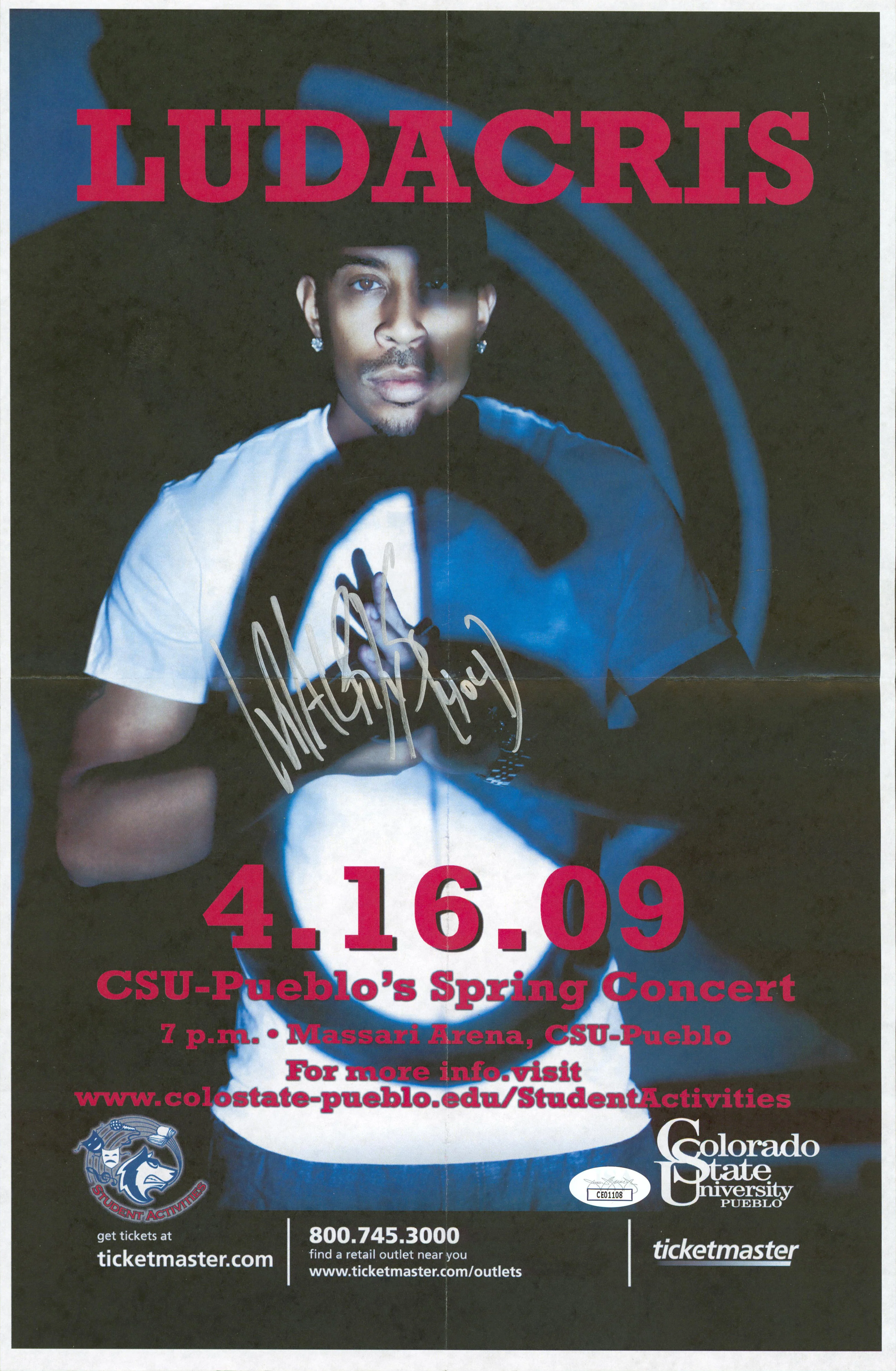 Ludacris Authentic Signed 11x17 CSU-Pueblo's Spring Concert Poster JSA #CE01108 - Image 2