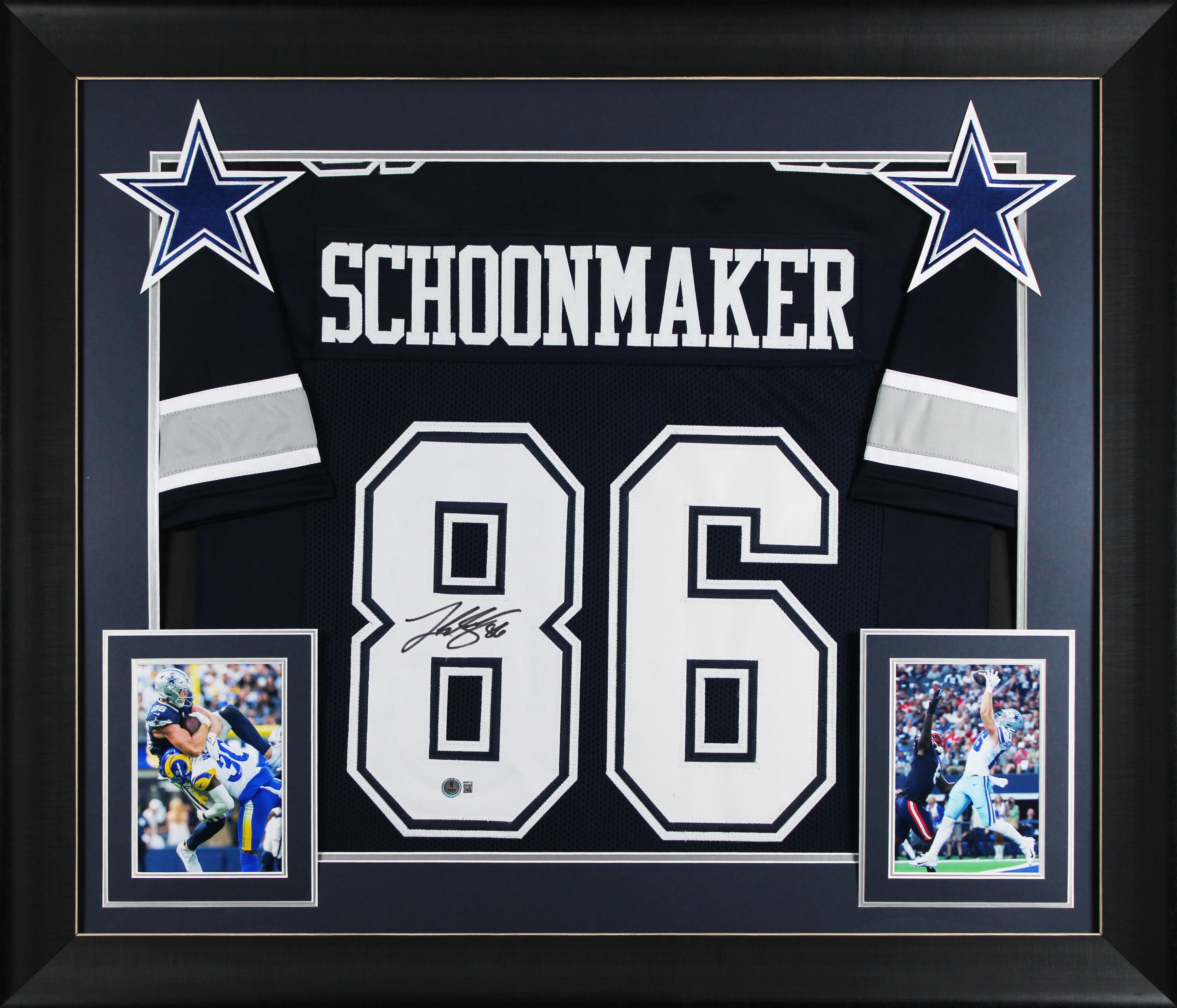 Luke Schoonmaker Authentic Signed Navy Pro Style Framed Jersey BAS Witnessed - Image 2