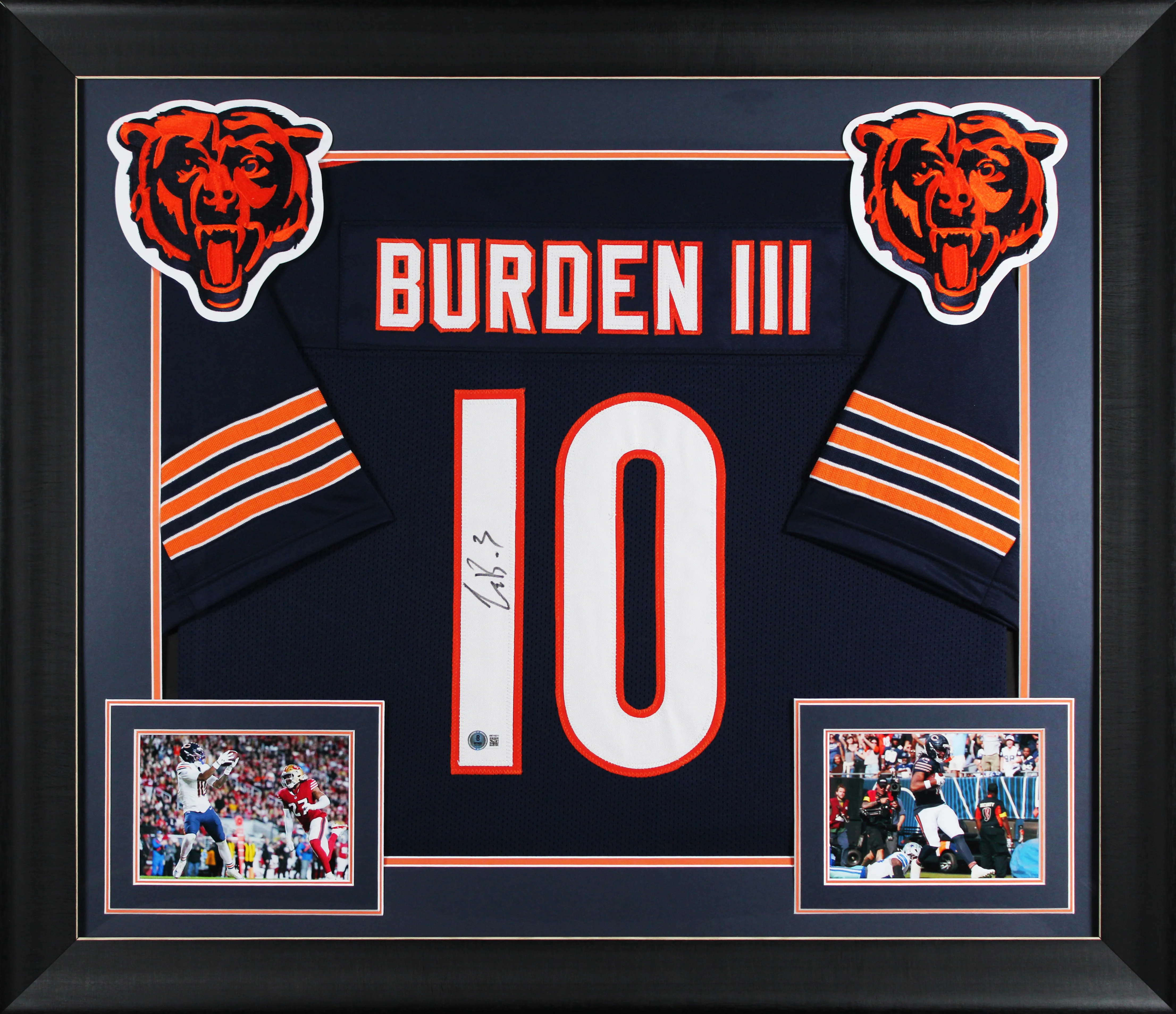 Luther Burden III Authentic Signed Navy Pro Style Framed Jersey BAS Witnessed 2 - Image 2