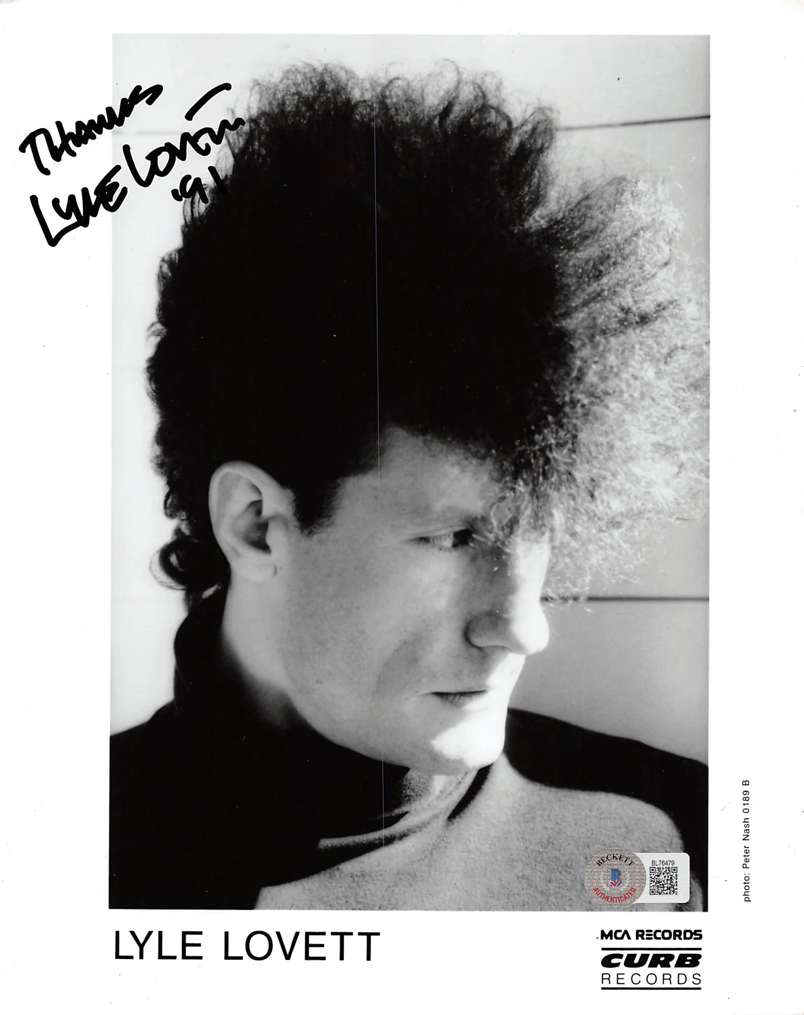 Lyle Lovett "Thanks" Authentic Signed 8x10 Photo Autographed BAS #BL76479 - Image 2