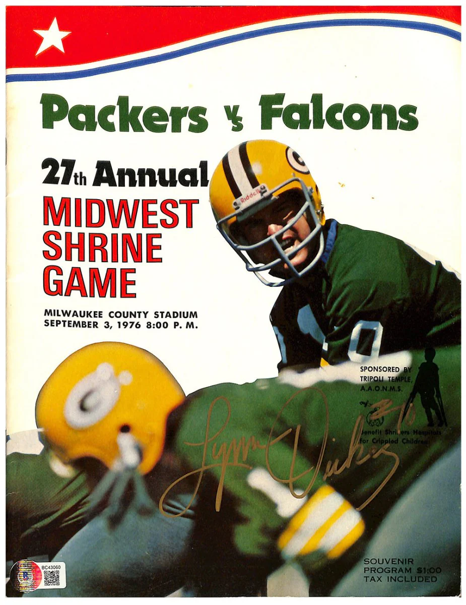 Lynn Dickey Packers Signed September 3rd 1976 Football Game Program BAS