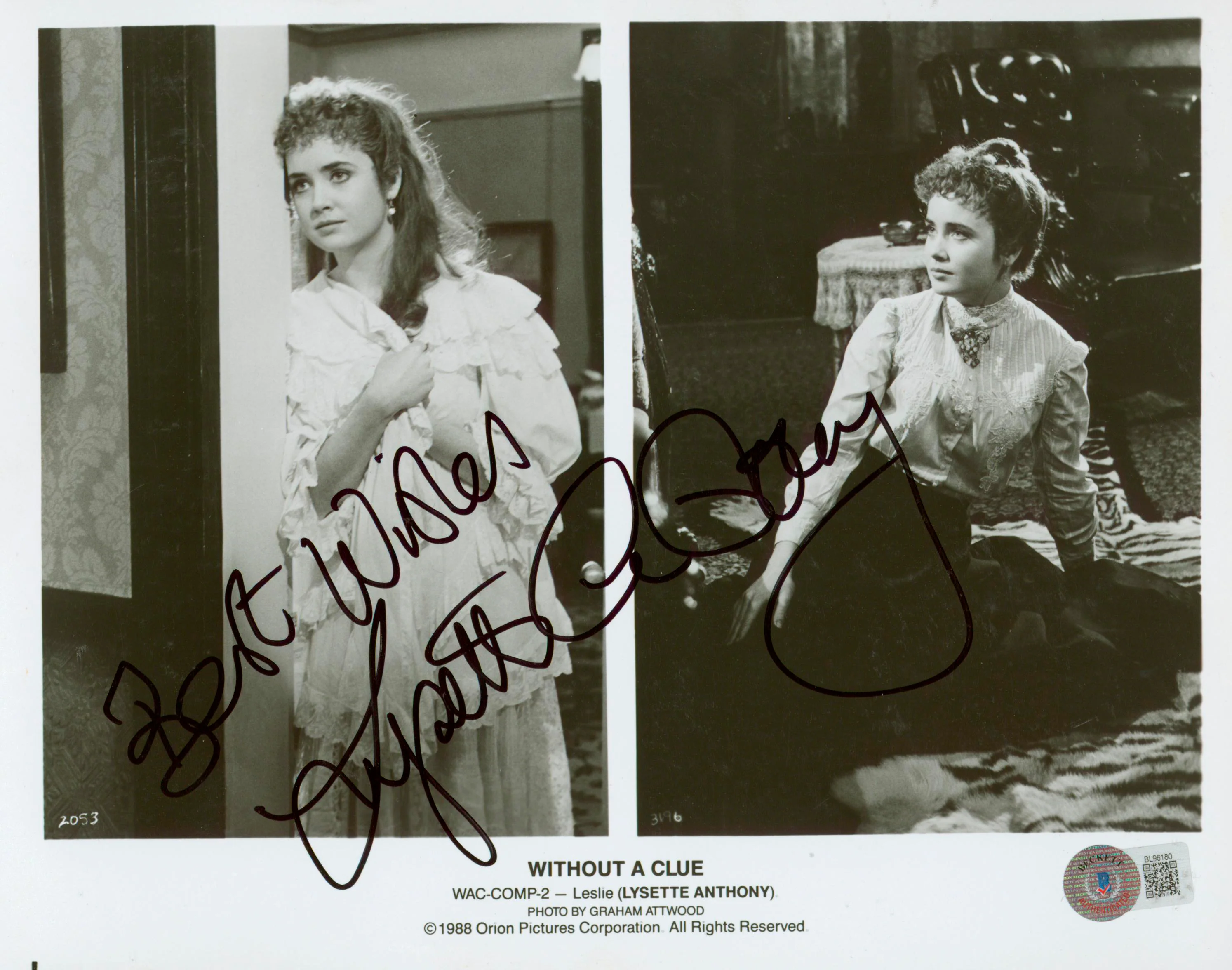 Lysette Anthony Without a Clue "Best Wishes" Signed 8x10 Photo BAS #BL96180 - Image 2