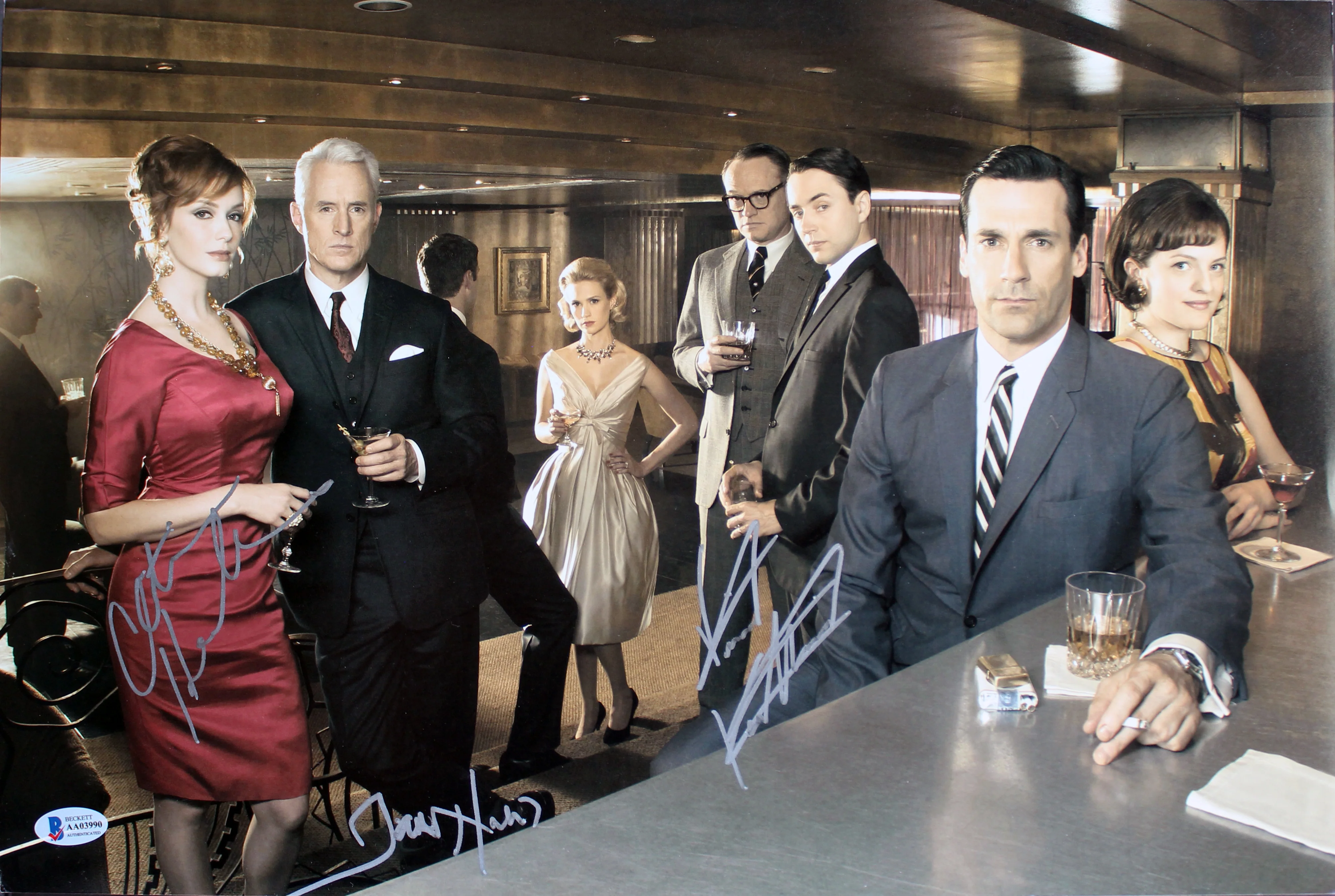 Mad Men (3) Hendricks, Kartheiser & Harris Signed 12x18 Photo BAS #AA03990 - Image 2