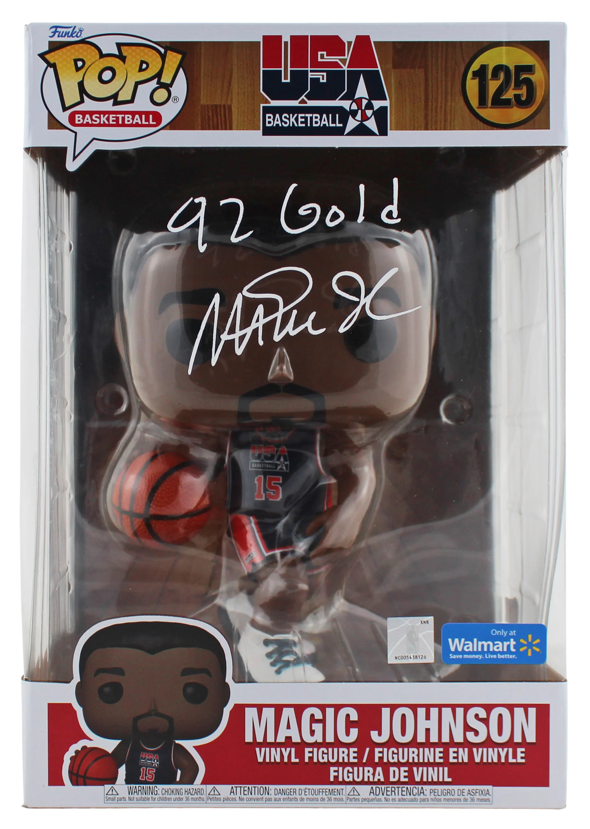 Magic Johnson "92 Gold" Signed 10" USA Basketball #125 Funko Pop Figure BAS 2 - Image 2