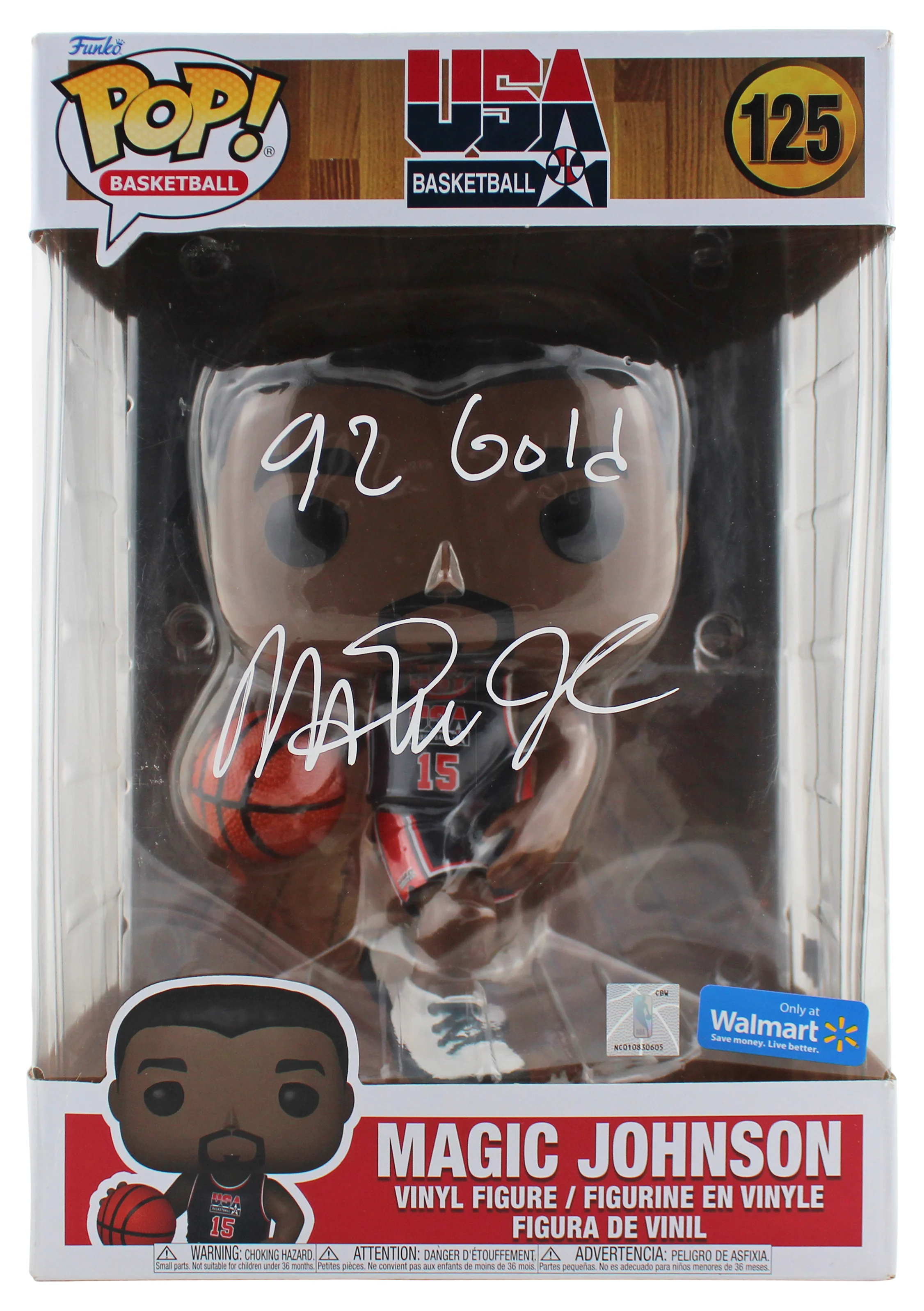 Magic Johnson "92 Gold" Signed 10" USA Basketball #125 Funko Pop Figure BAS 3 - Image 2