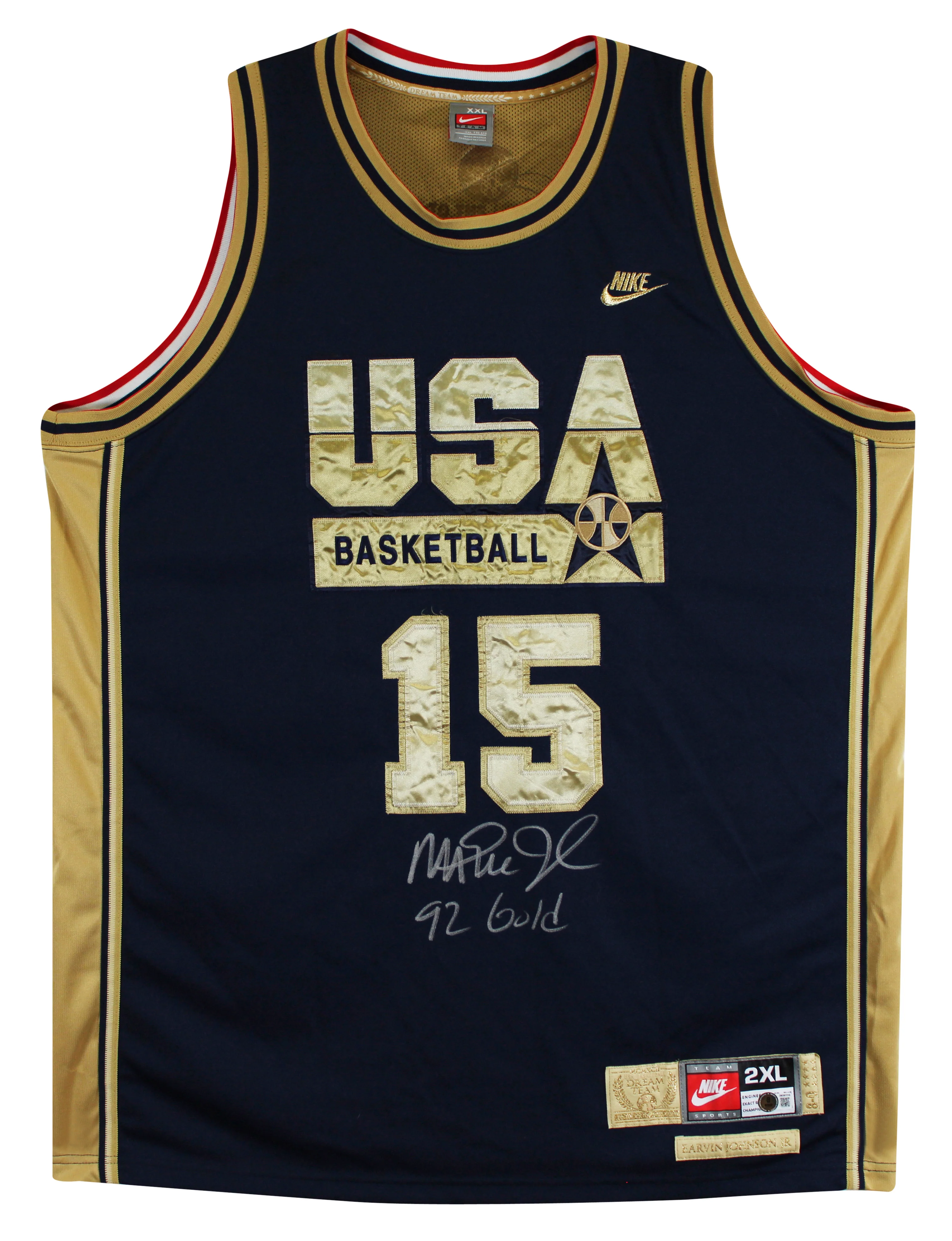 Magic Johnson "92 Gold" Signed Navy & Gold Nike Team USA Jersey BAS W #3W387216 - Image 3