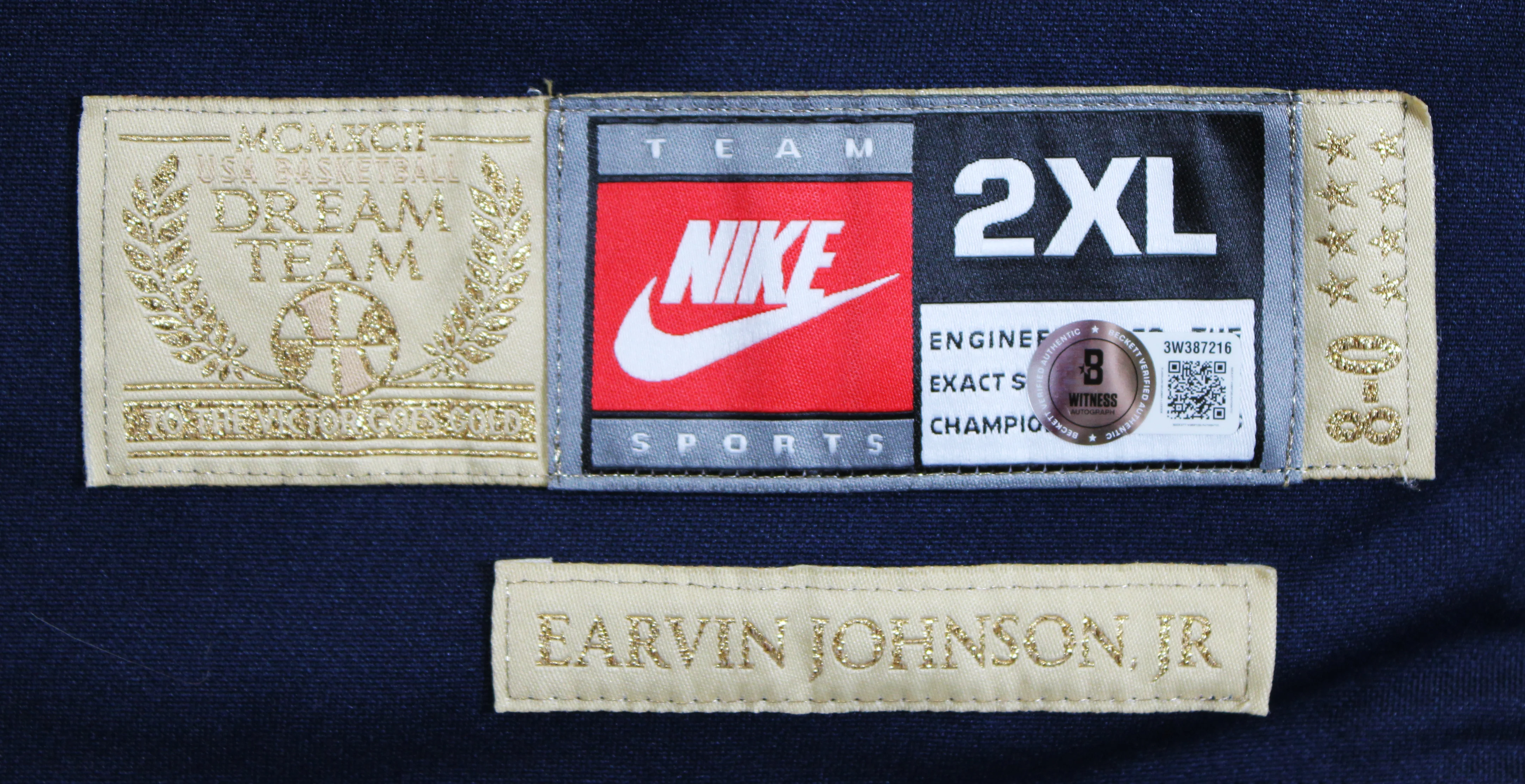 Magic Johnson "92 Gold" Signed Navy & Gold Nike Team USA Jersey BAS W #3W387216 - Image 6