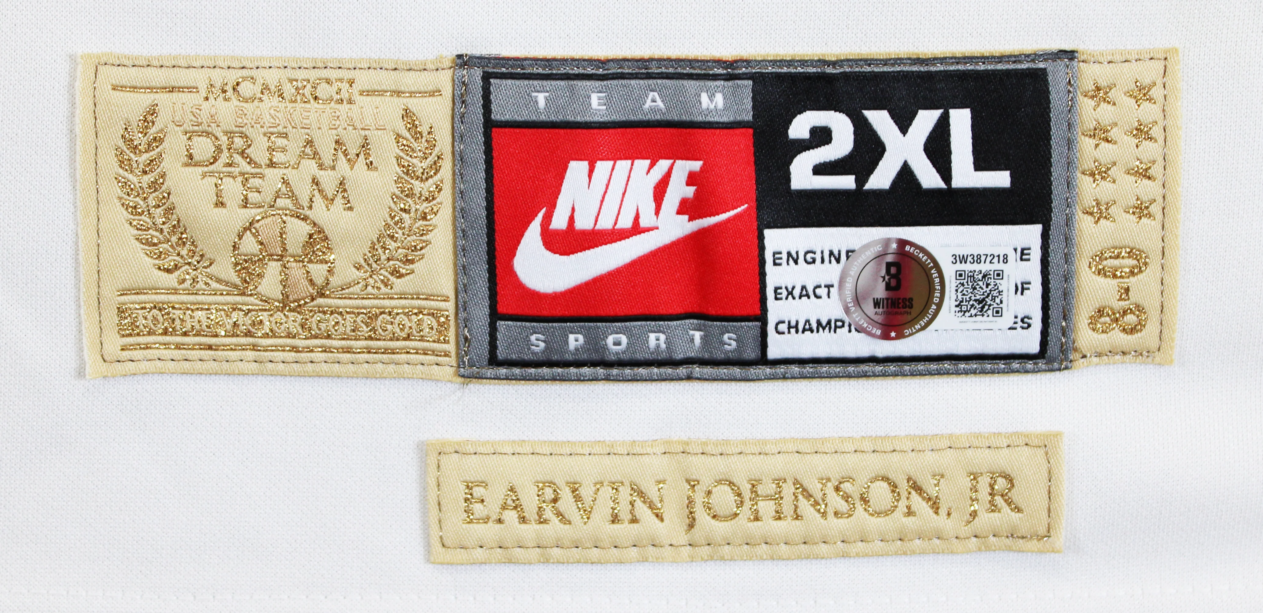 Magic Johnson "92 Gold" Signed White & Gold Nike Team USA Jersey BAS W #3W387218 - Image 7