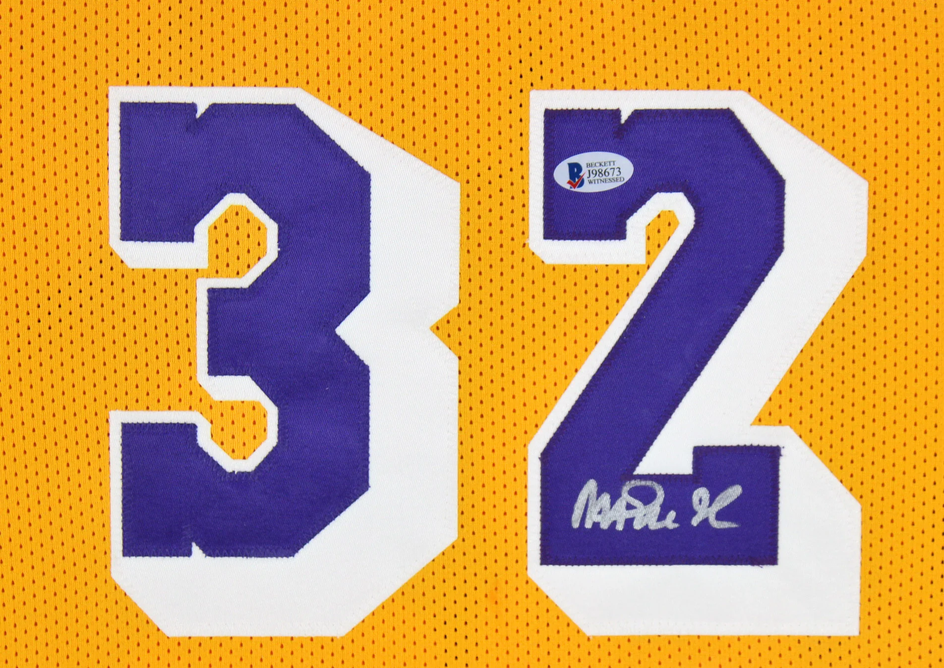 Magic Johnson Authentic Signed & Framed Yellow Pro Style Jersey BAS Witnessed - Image 2