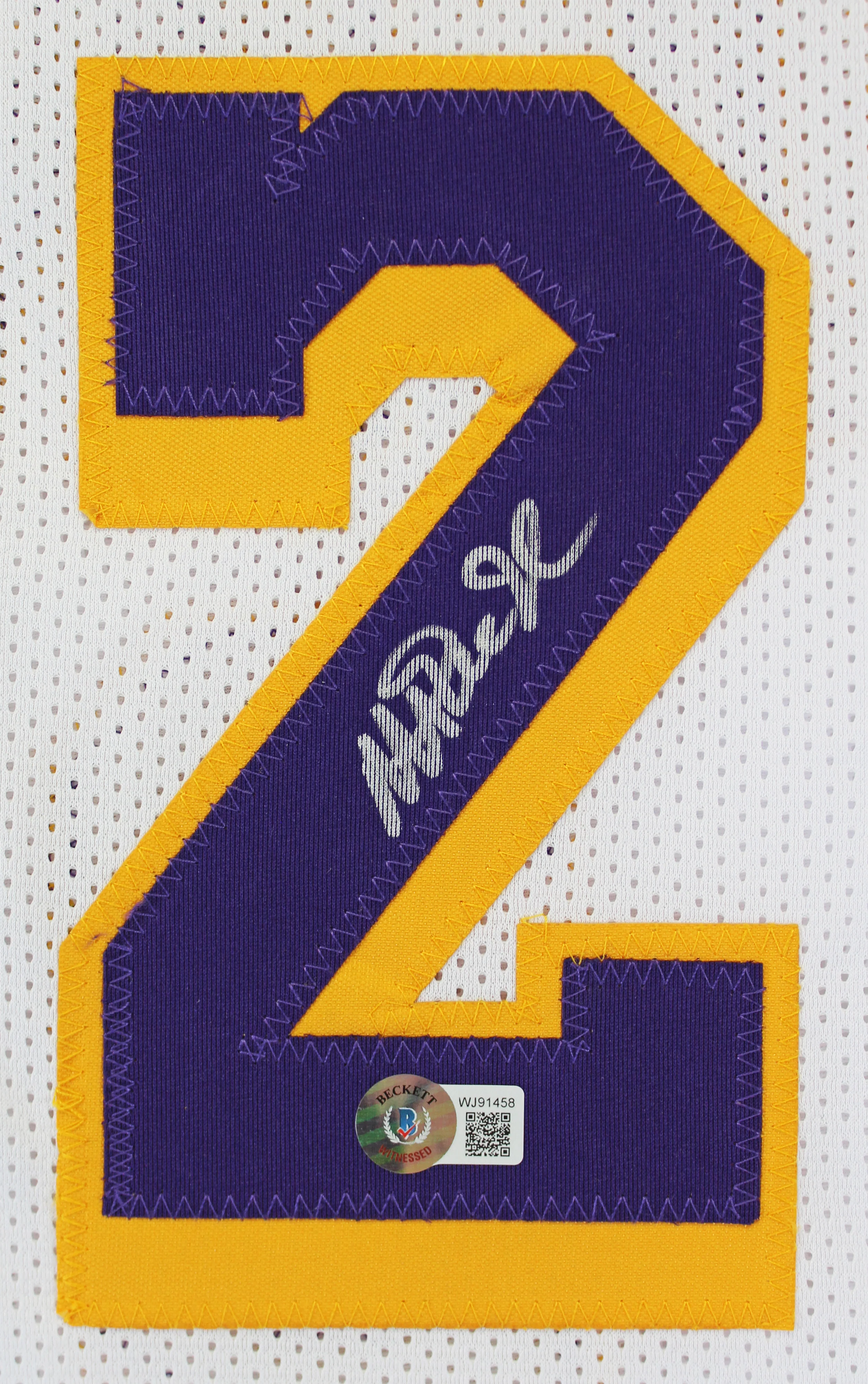 Magic Johnson Authentic Signed White Pro Style Framed Jersey BAS Witnessed 2 - Image 3