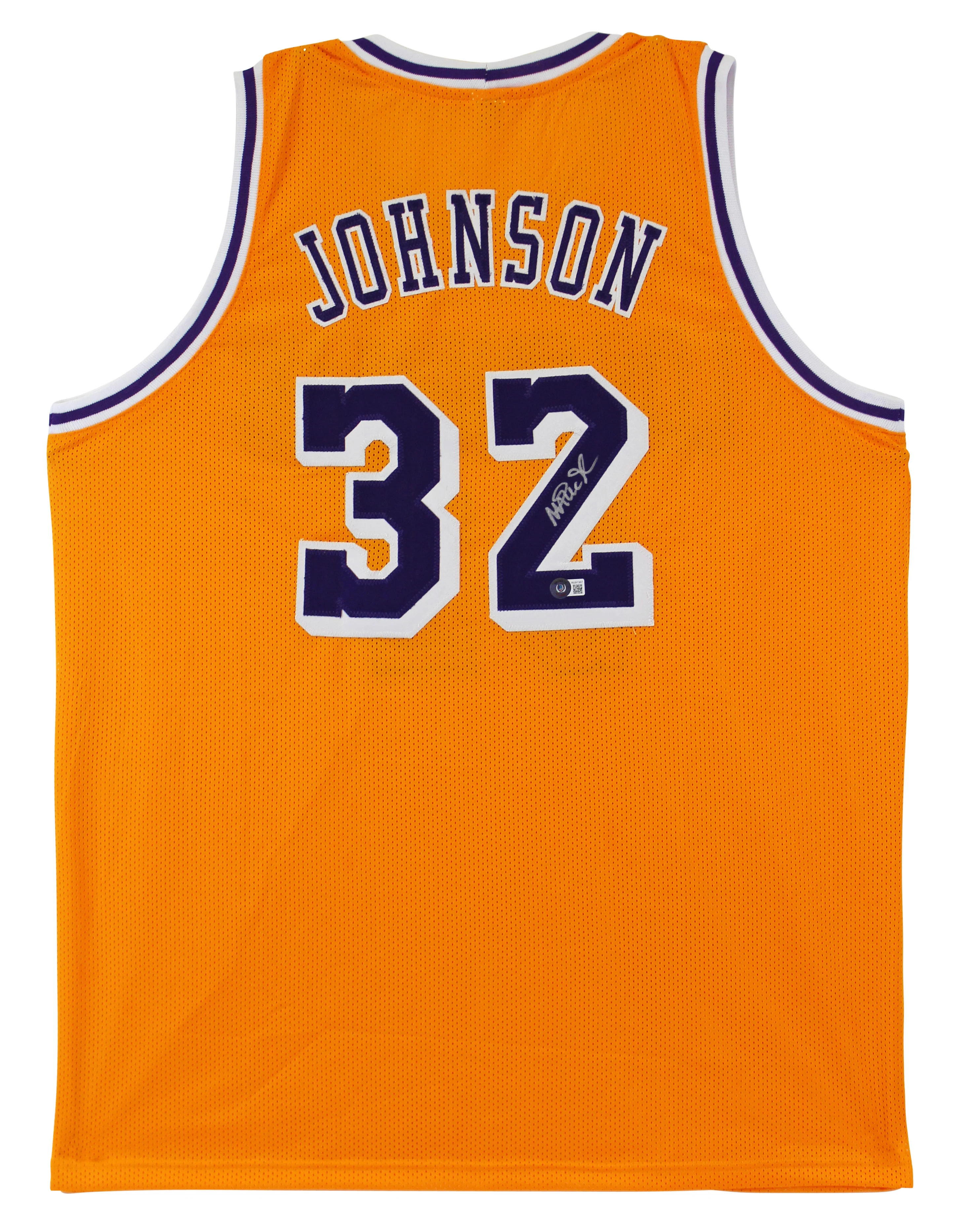 Magic Johnson Authentic Signed Yellow Pro Style Jersey Autographed BAS Witnessed - Image 2